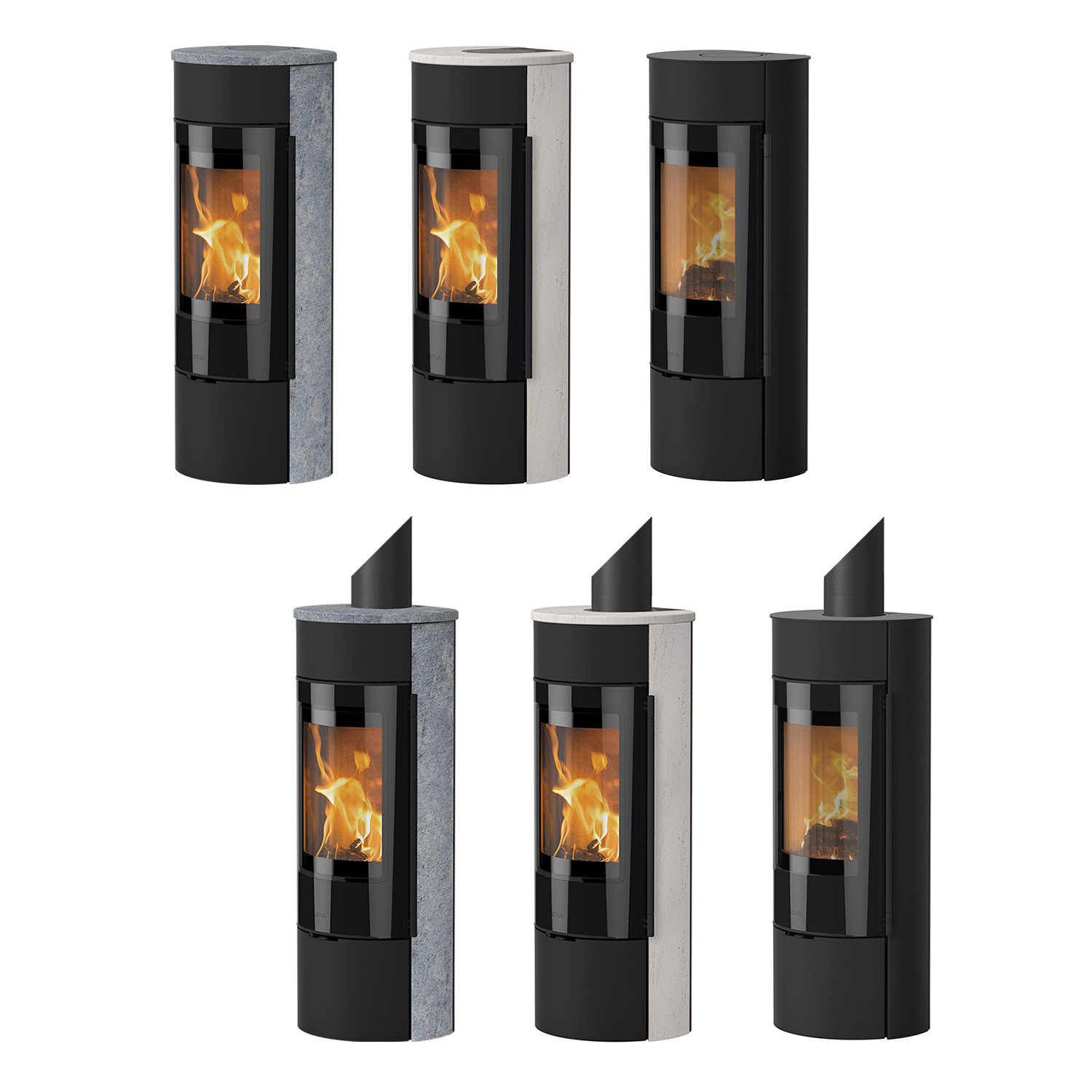 Lotus Prestige Magic 40 Kaminofen Schwarz/ Limestone, RR hinten od. RR oben / optional Griffvarianten