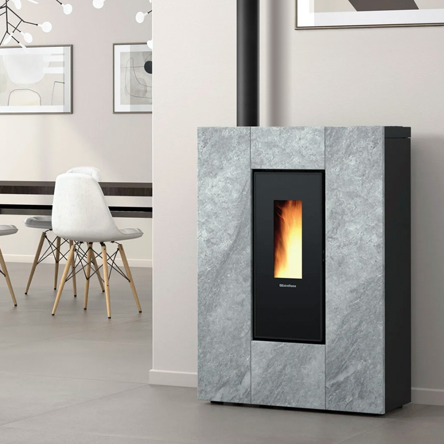 Extraflame Marilena Plus 5.0.16 Pelletofen Stahl Naturstein
