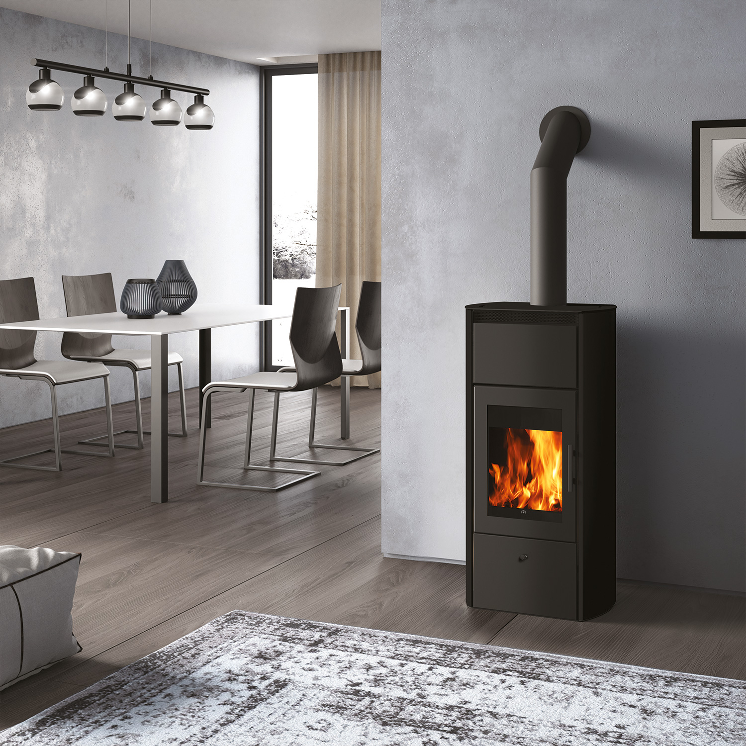 Edilkamin Flamma 14 CS Wasserführender Kaminofen Stahl Schwarz