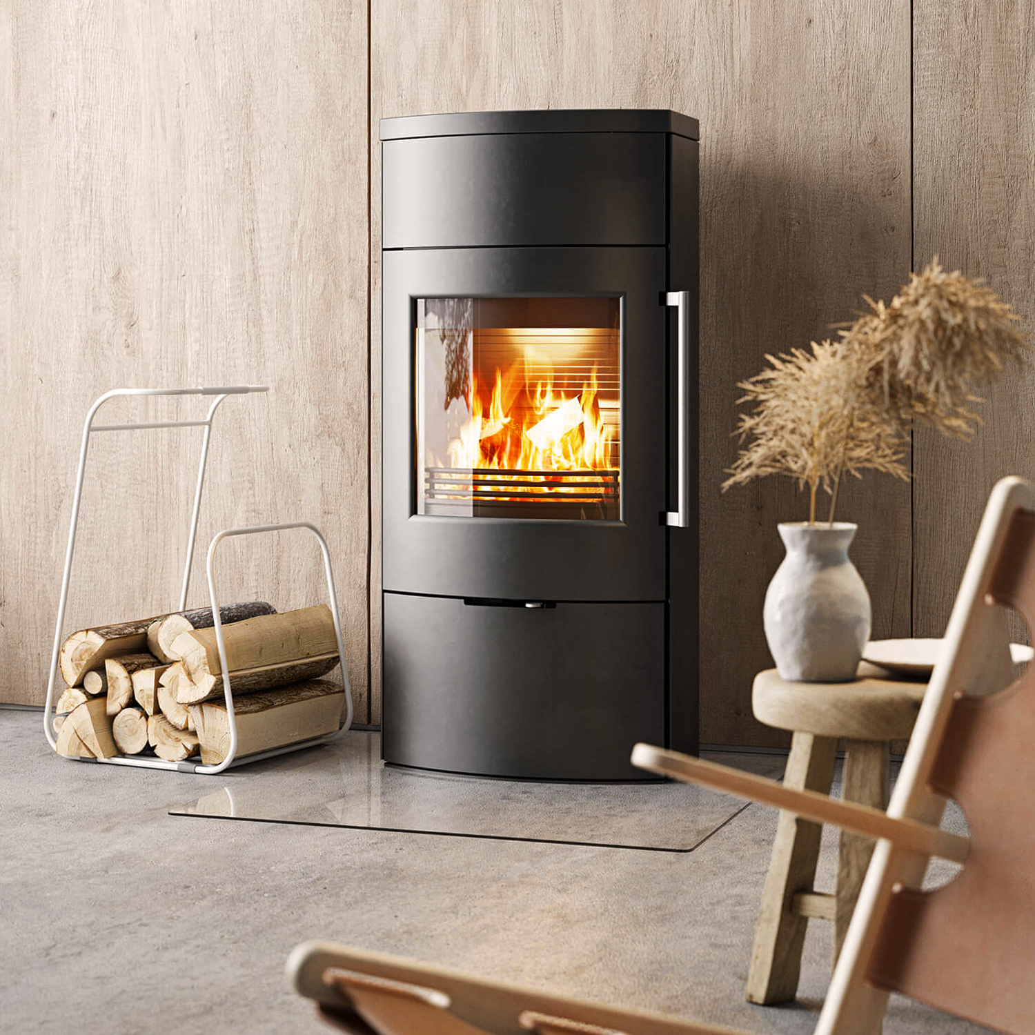 TermaTech TT80 Kaminofen Stahl Schwarz Rauchrohr oben / hinten TermaTech TT80 Kaminofen Stahl Schwarz Rauchrohr oben / hinten