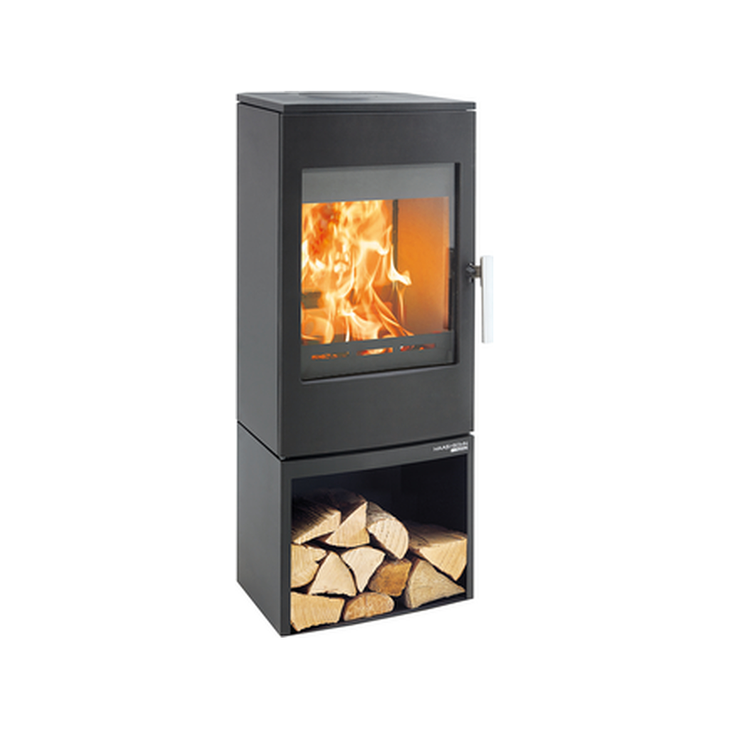 Haas+Sohn P+ Kaminofen INZELL easy, perl - schwarz mi t Holzfach