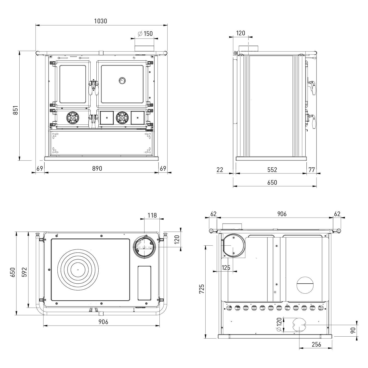 La Nordica Rosa 16 Küchenofen Majolika Tortora
