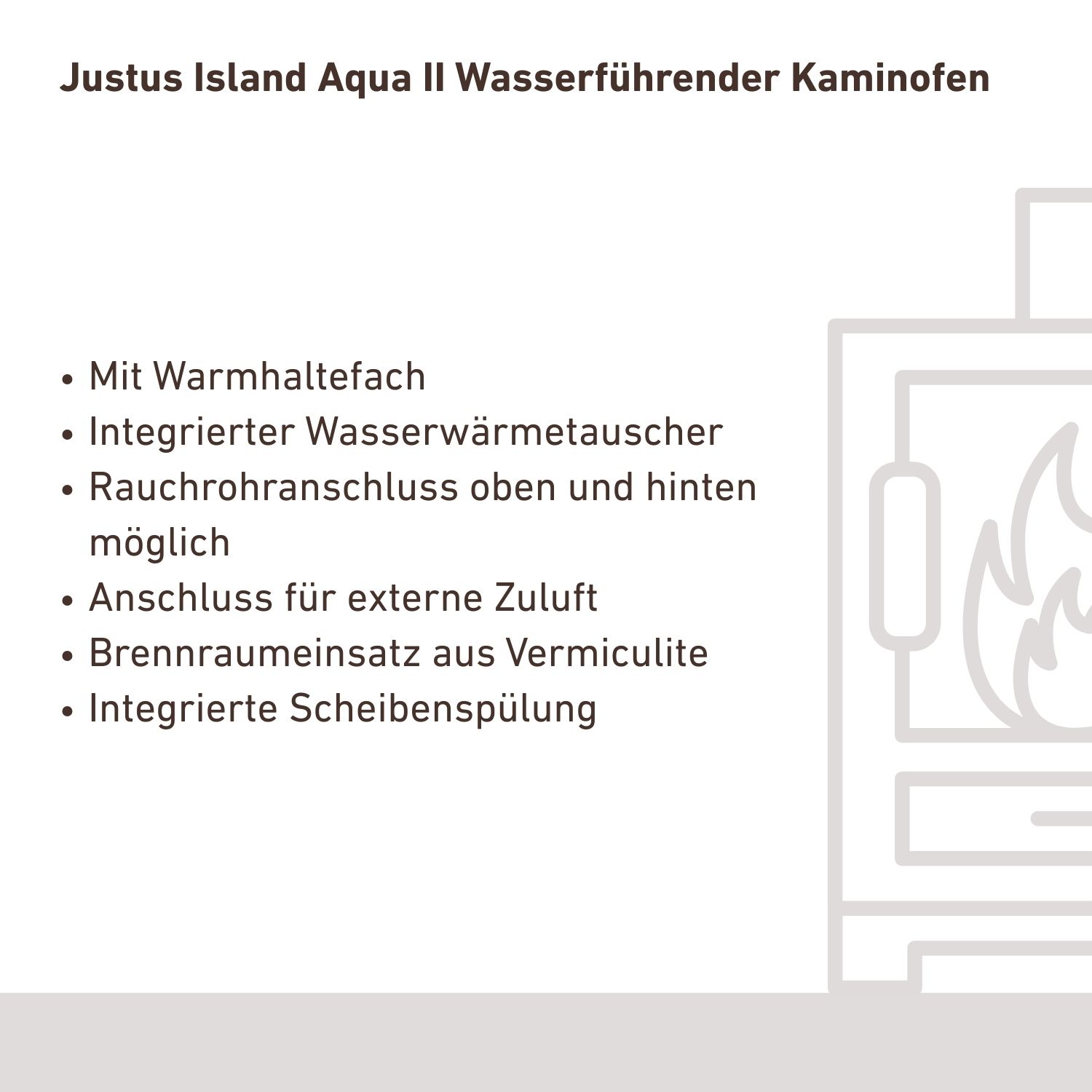 Justus Island Aqua II Wasserführender Kaminofen Stahl Schwarz / Speckstein