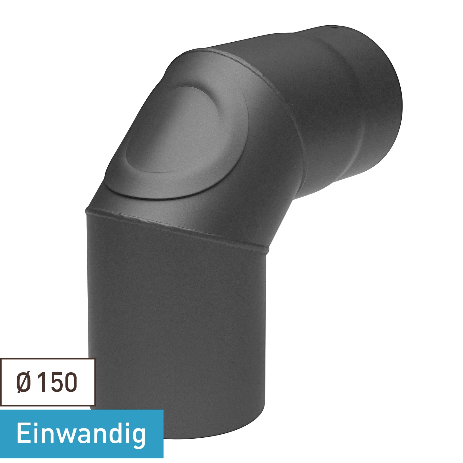 Raik Basic Rauchrohrbogen 150mm gussgrau 90° mit Tür für Rauchrohr / Ofenrohr