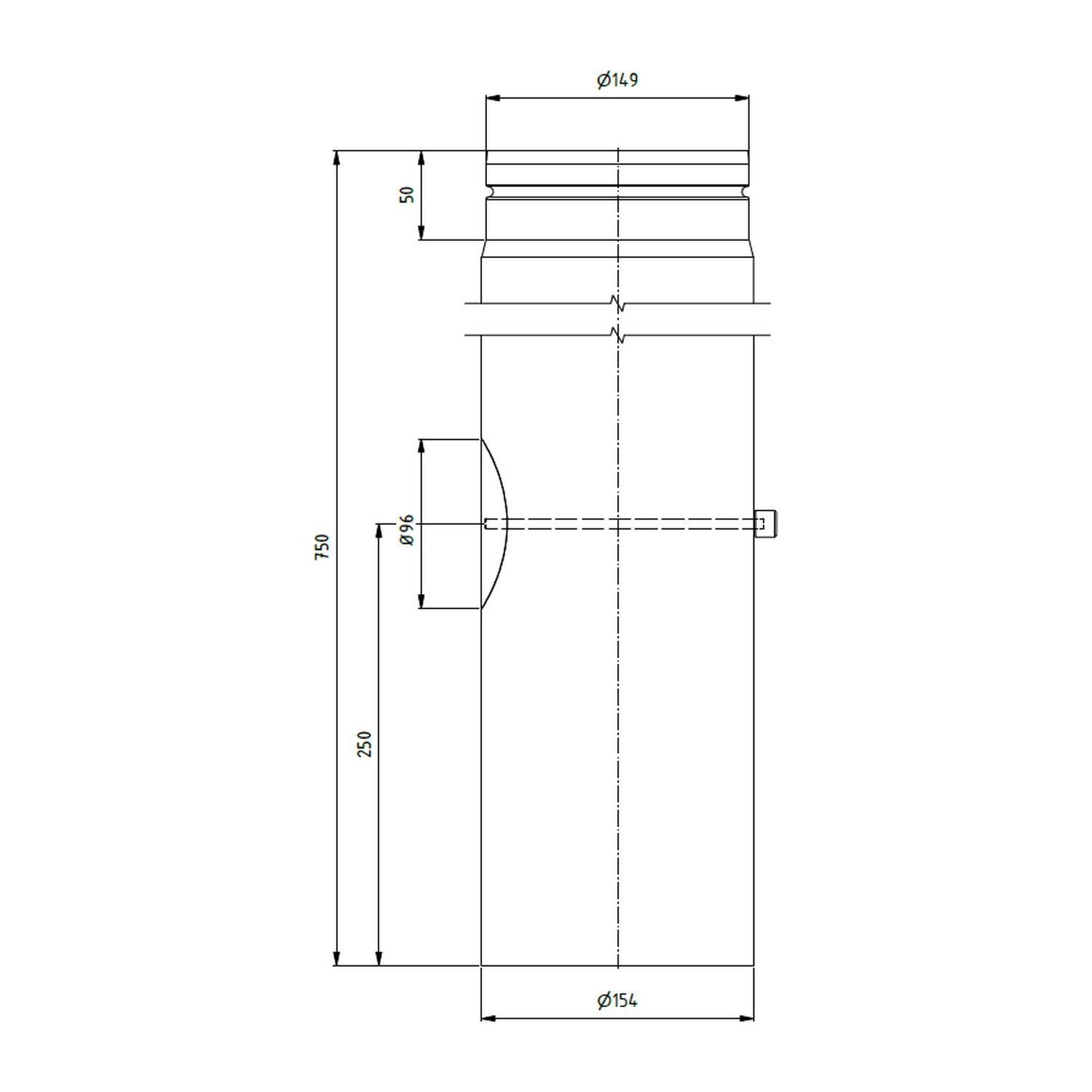 Raik Rohr LS Durchmesser 150x750x2,00mm eingezogen mit eingelegter Tür schwarz