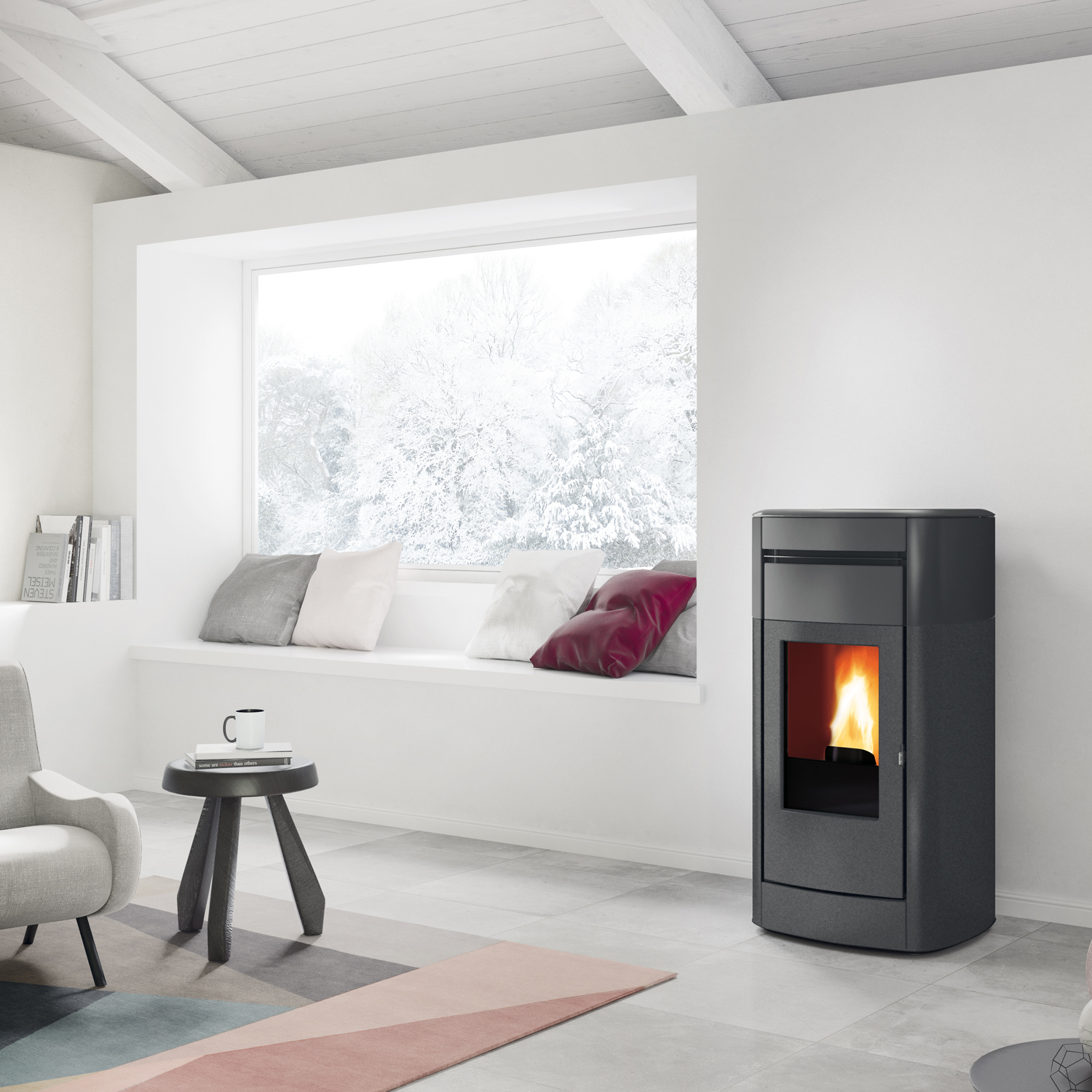 Edilkamin Vyda Air Tight Pelletofen Stahl/Keramik Grau