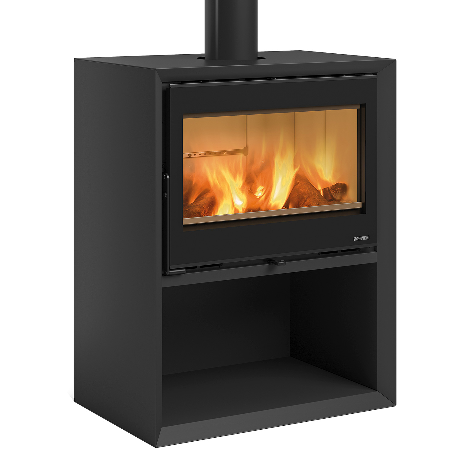 La Nordica Prestige Line Dante Kaminofen Stahl Mattschwarz mit Holzfach