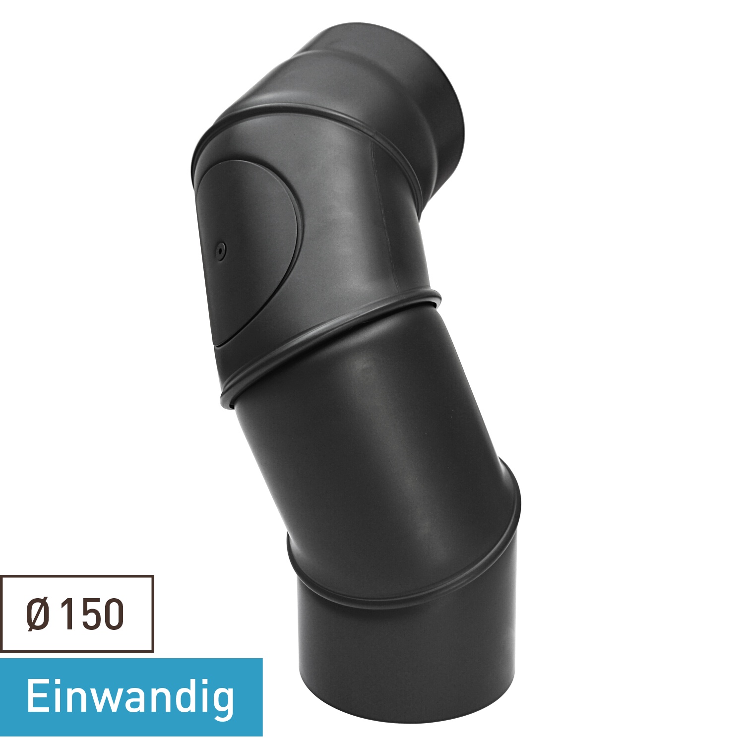 Raik Basic Rauchrohrbogen 150mm mit Tür 4-tlg schwarz für Rauchrohr / Ofenrohr