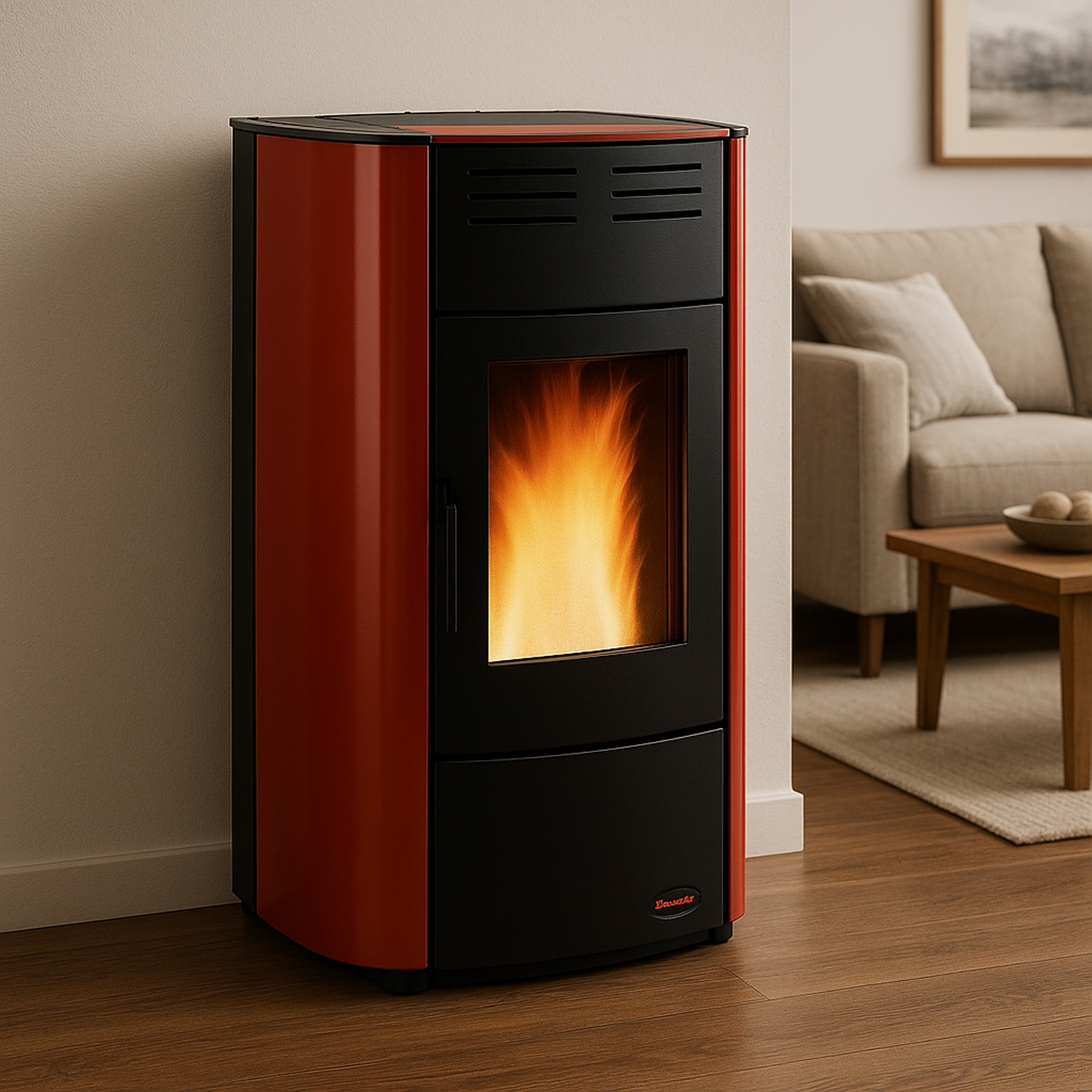 Extraflame RAFFAELLA IDRO H15 5.0.16 - Bordeauxrot wassergeführter Pelletofen