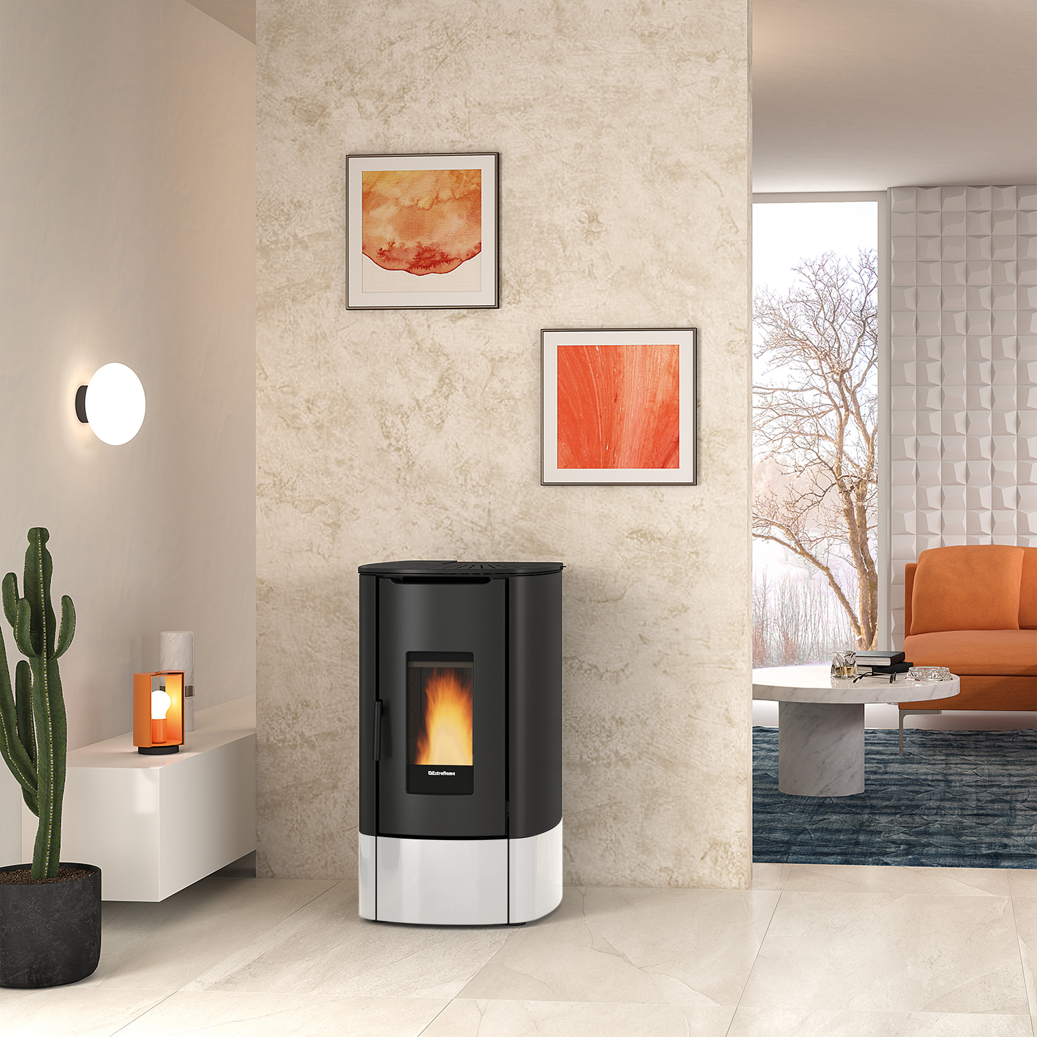 Extraflame Prestige Line Angy Top Pelletofen Weiß