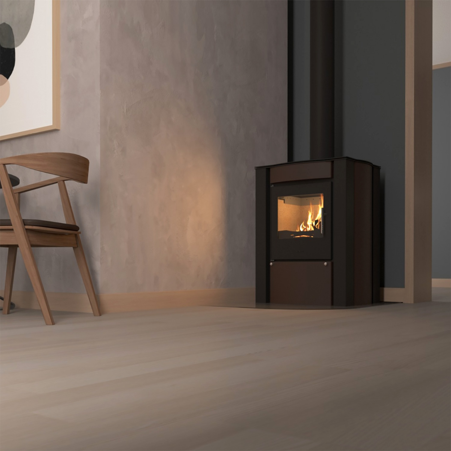 HS Flamingo AMOS Kaminofen Samet Brown