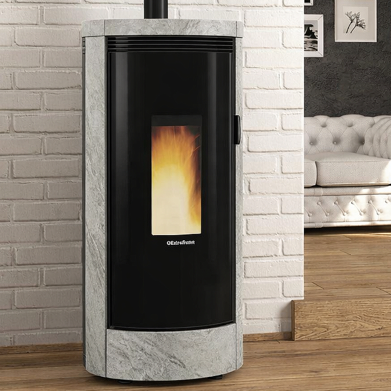 Extraflame Prestige Line Debby Plus Evo Pelletofen Stahl Schwarz/Naturstein