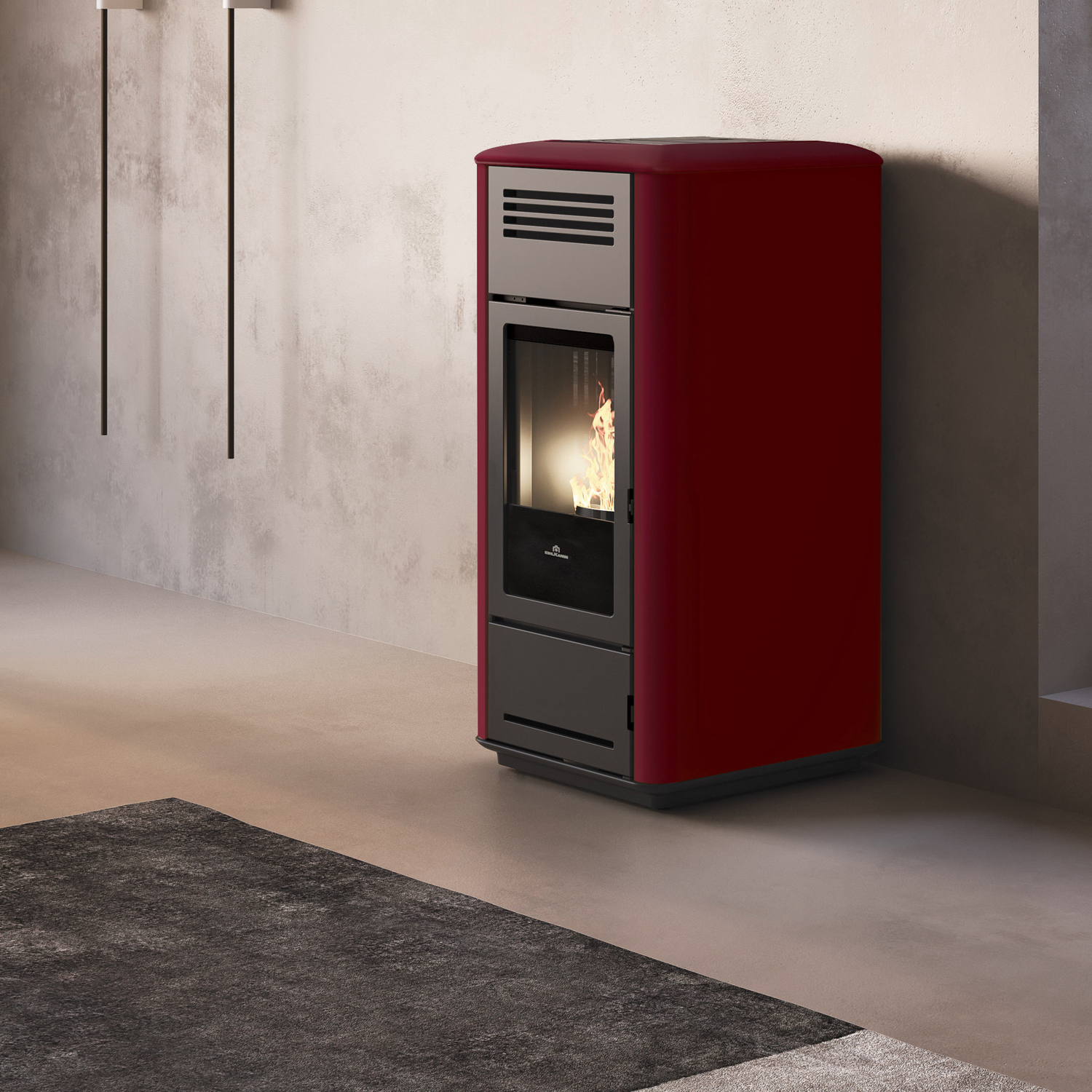 Edilkamin Milla H 12 EVO wasserführender Pelletofen Stahl Bordeaux