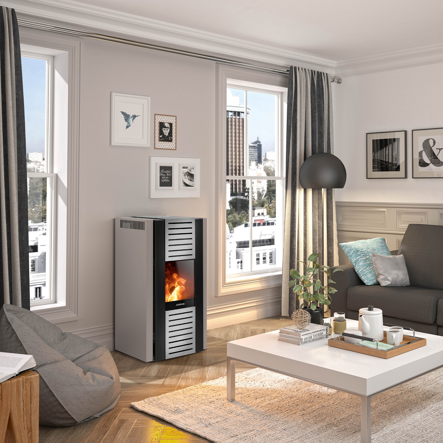 Justus Sirkos Aqua 2.0 Wasserführender Pelletofen Stahl Taupe Justus Sirkos Aqua 2.0 Wasserführender Pelletofen Stahl Taupe