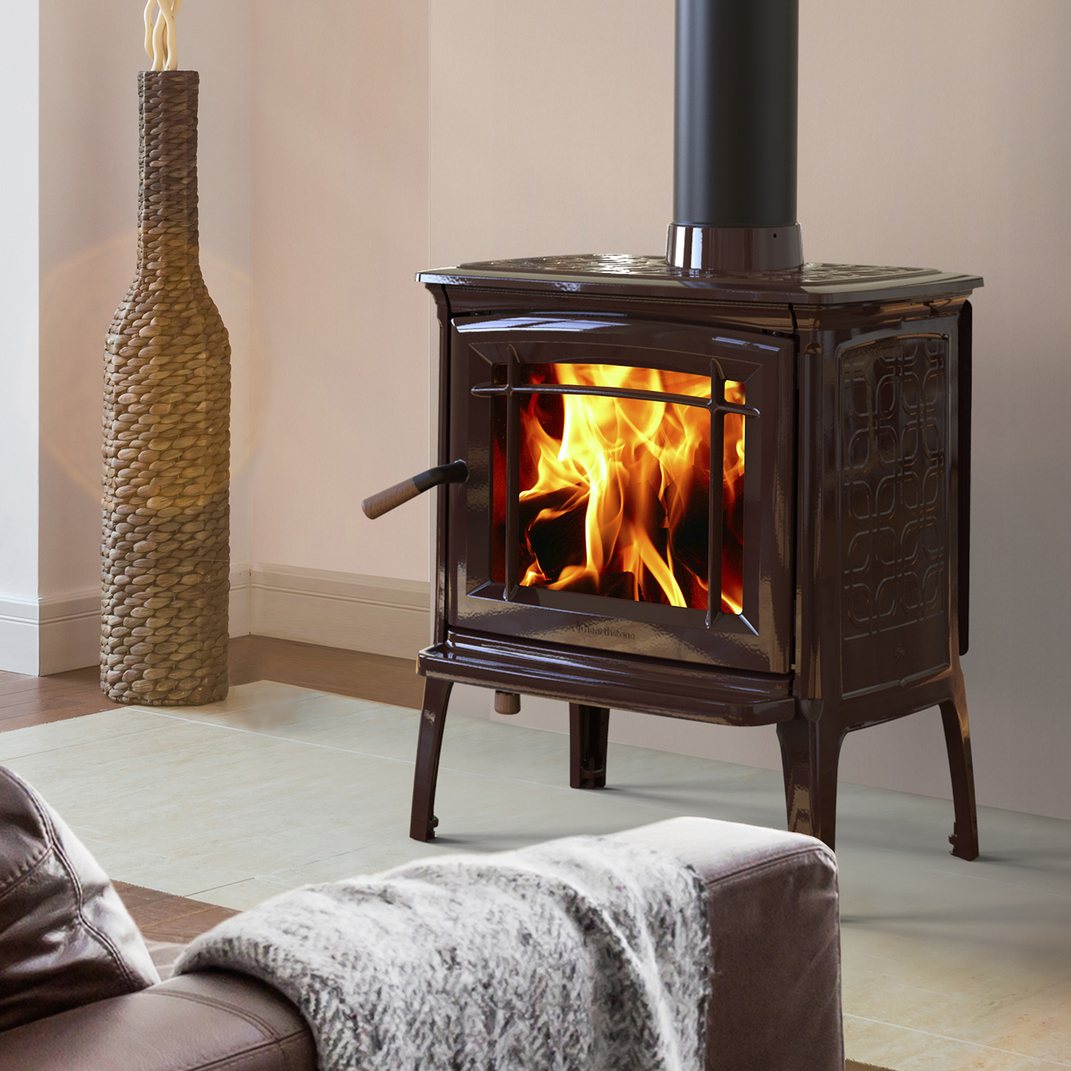 Hergom Craftsbury HF Kaminofen Gusseisen Majolica Braun Hergom Craftsbury HF Kaminofen Gusseisen Majolica Braun