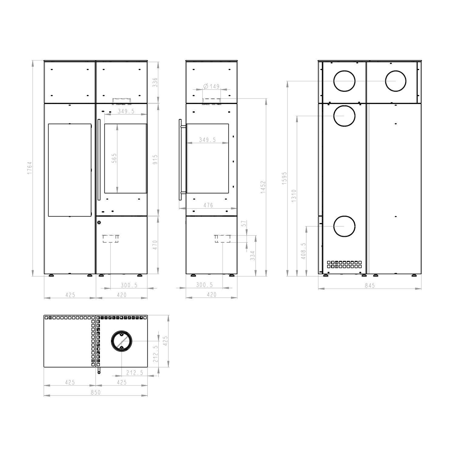 Olsberg Ipala Smart Compact Kaminofen Stahl schwarz, Türanschlag rechts, Stahltür mit Speicheraufsatz und Holzregal links