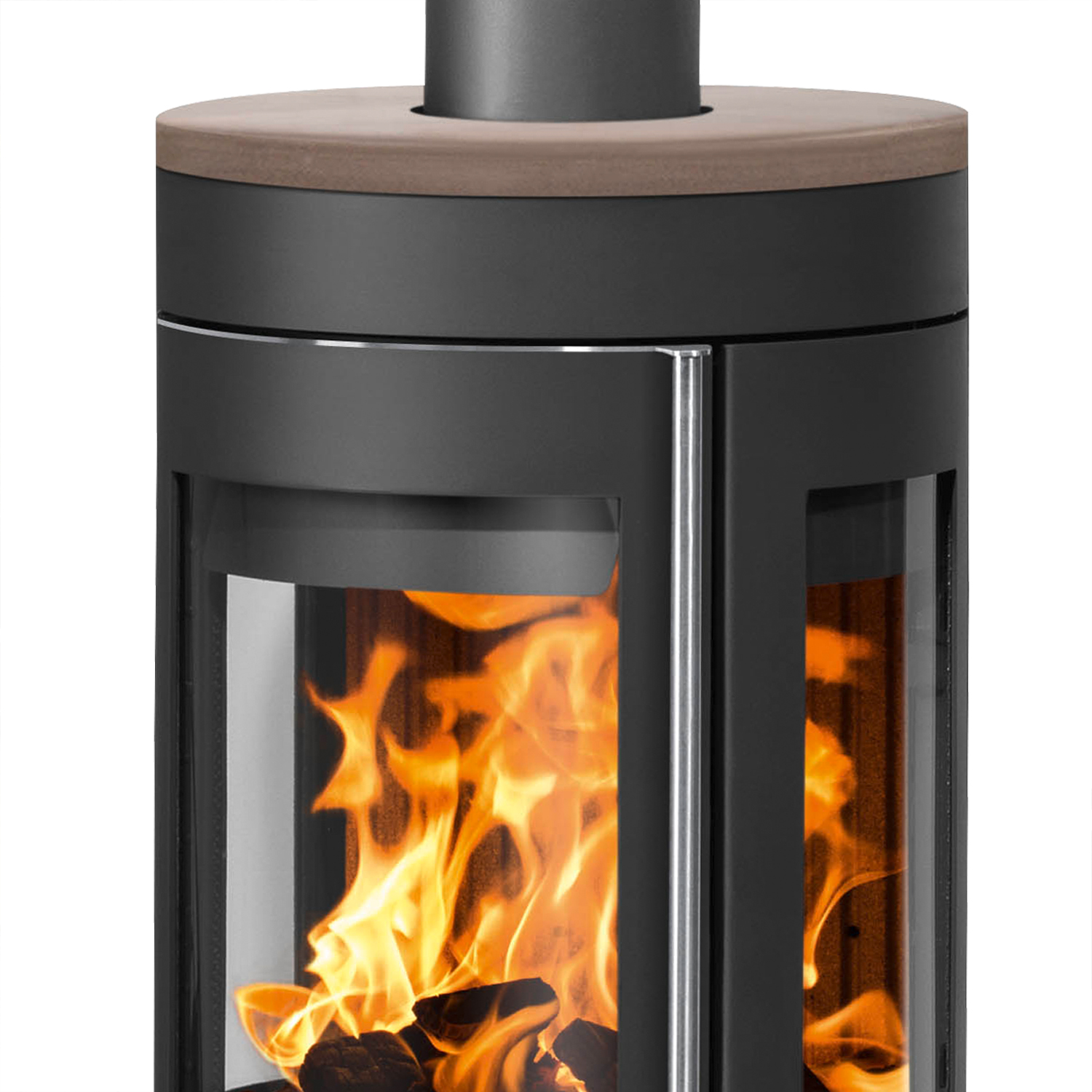 Justus Mino Trios 2.0 Kaminofen Stahl Schwarz mit Keramik-Abdeckplatte Grappa