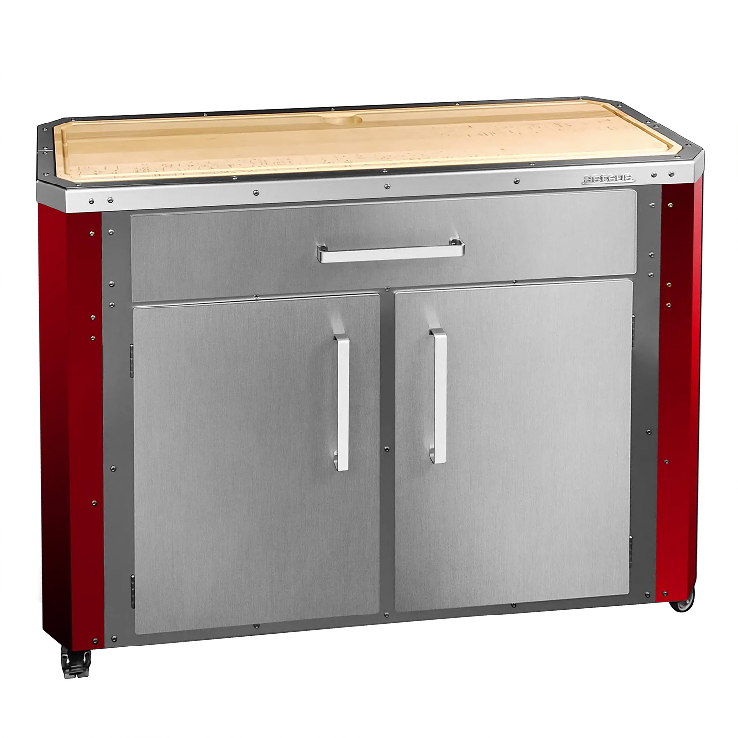 Asteus Tephra Lifestyle Grillstation Edelstahl & rot emailliert Asteus Tephra Lifestyle Grillstation Edelstahl & rot emailliert
