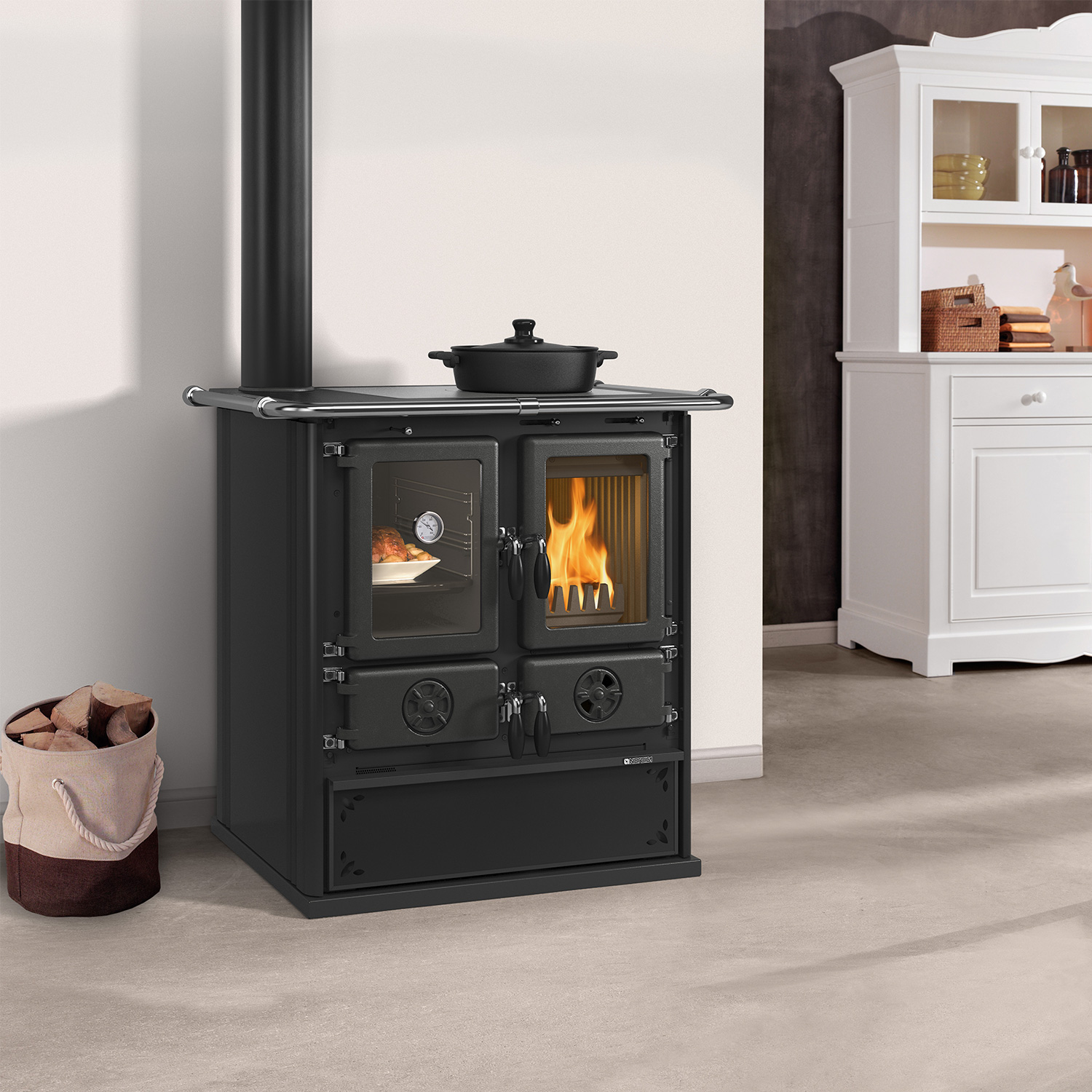 La Nordica Rosetta SX.16 Steel Küchenofen Stahl Anthrazit-Schwarz