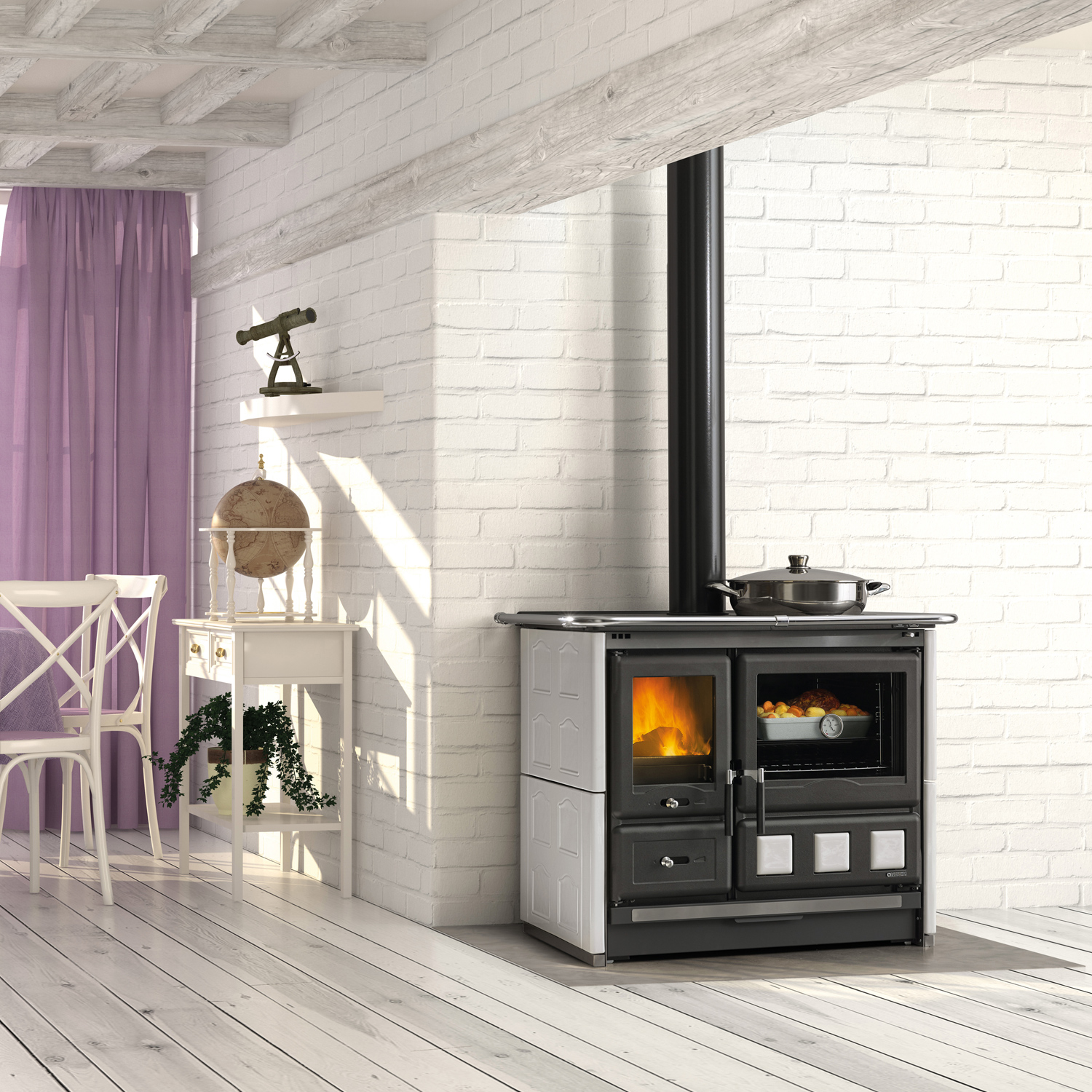 La Nordica Rosa XXL 5.0 Majolika Küchenofen Weiß Infinity