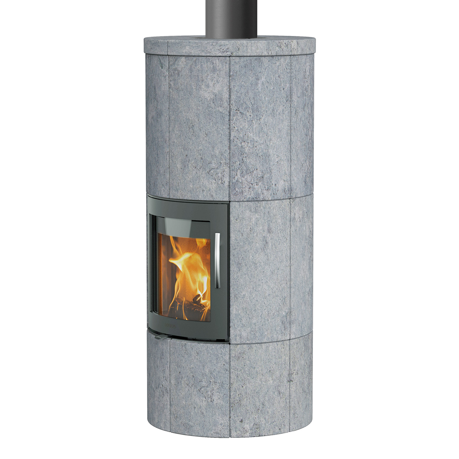 Lotus M Basic Kaminofen Grau Speckstein, RR oben Lotus M Basic Kaminofen Grau Speckstein, RR oben