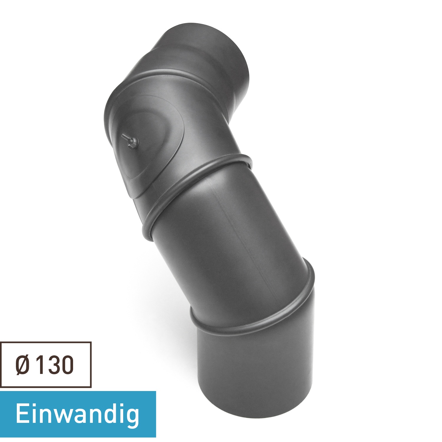 Raik Basic Multibogen 130mm gussgrau mit Tür – 4teilig für Rauchrohr / Ofenrohr