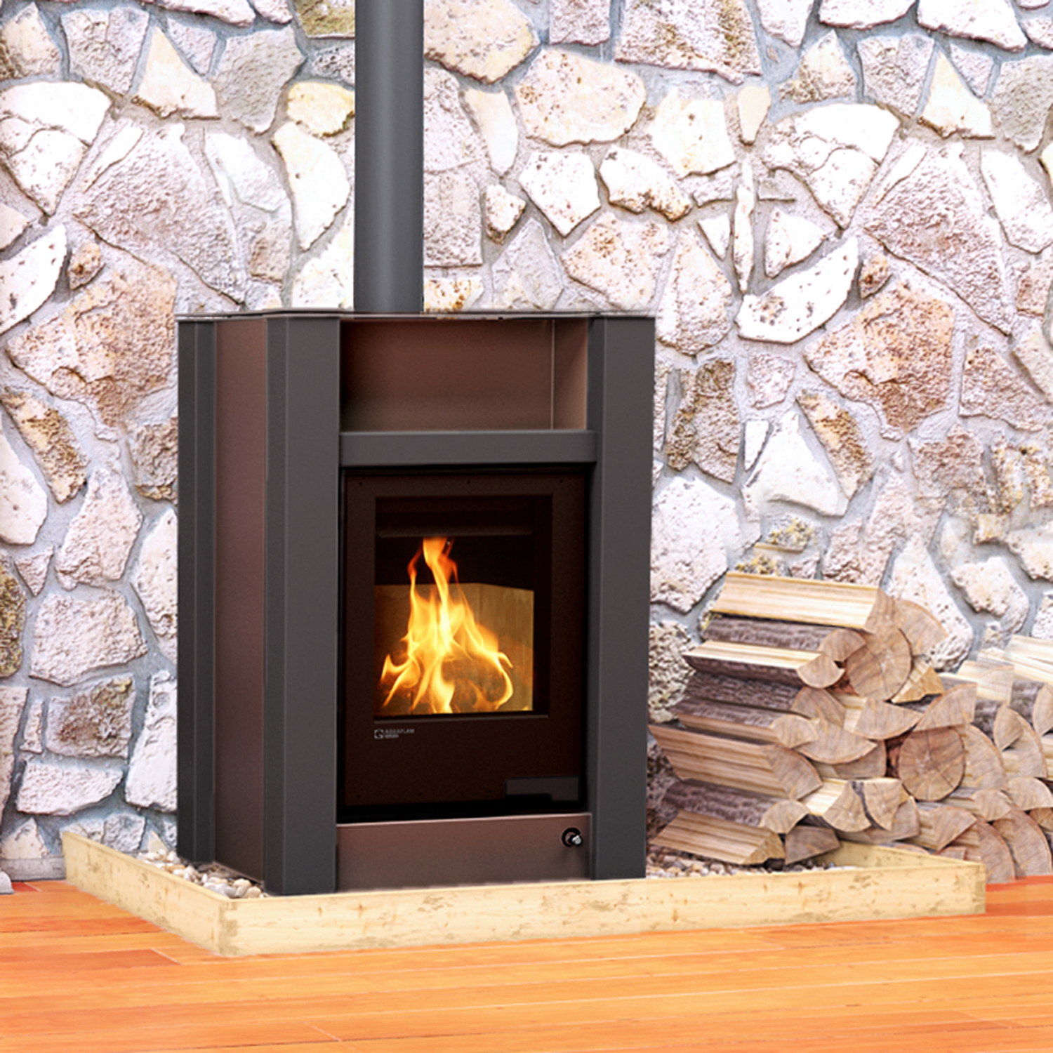 Aquaflam Vario Lend Manual Wasserführender Kaminofen Brown 11/5 kW