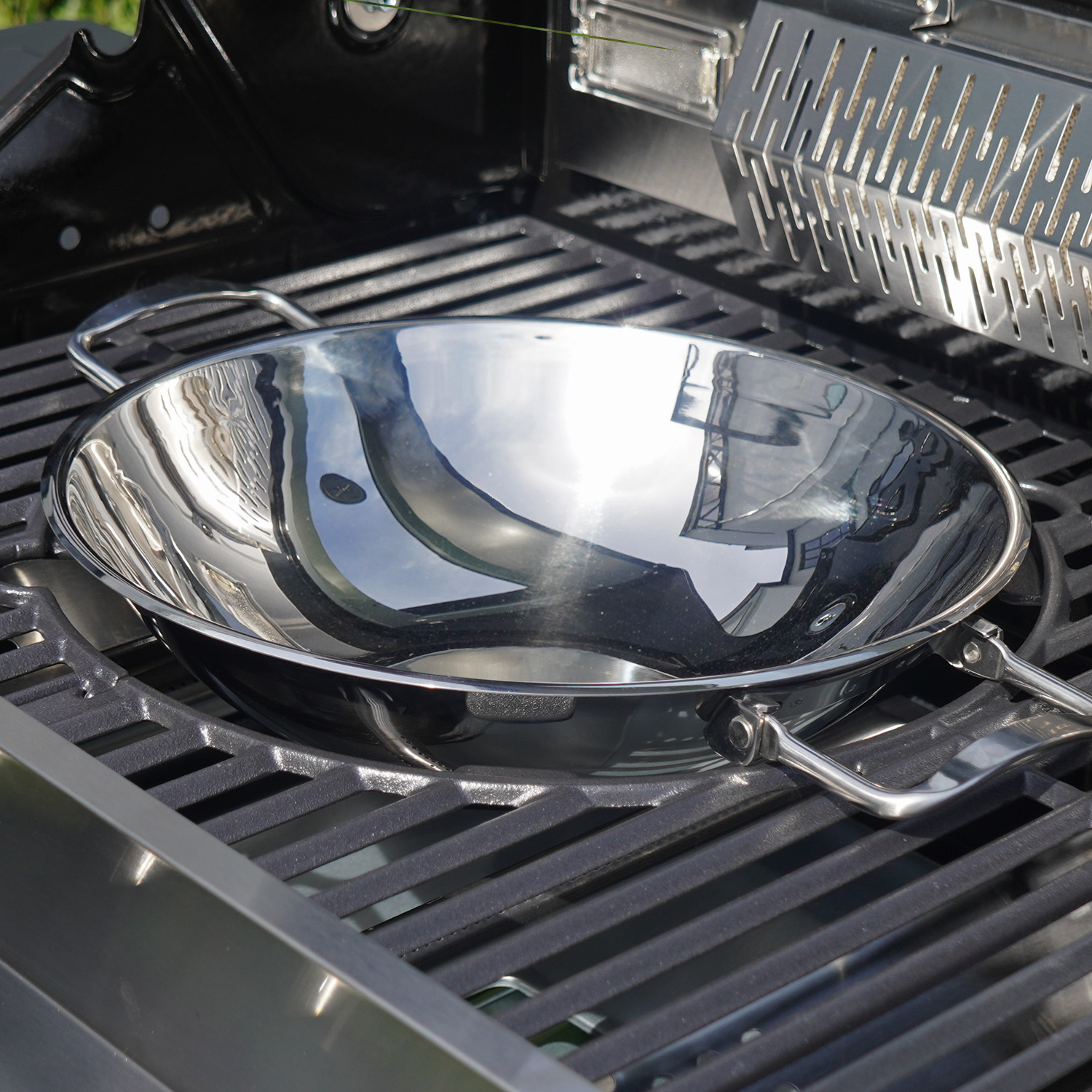 Feuergott Wok Edelstahl mit Wokring