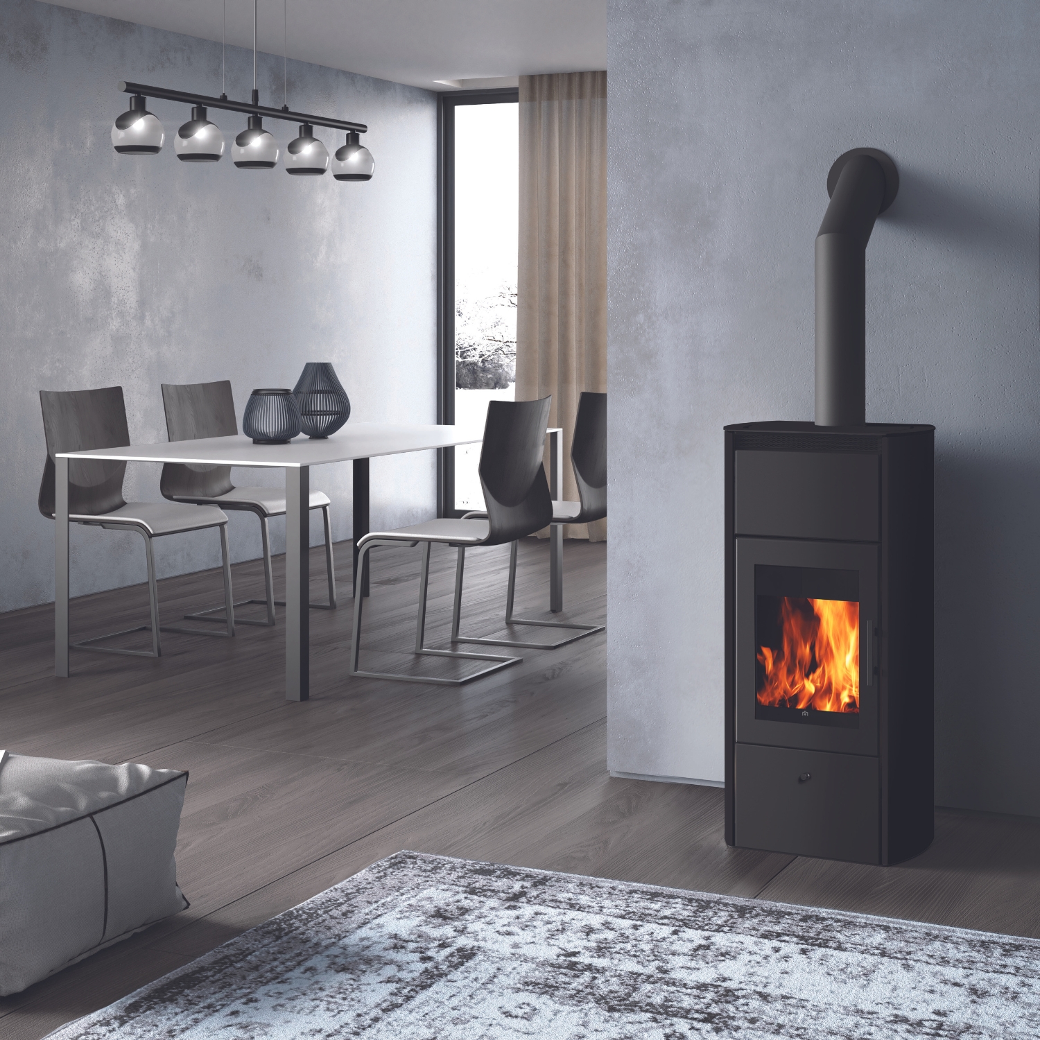 Edilkamin Flamma 14 CS Wasserführender Kaminofen Stahl Schwarz