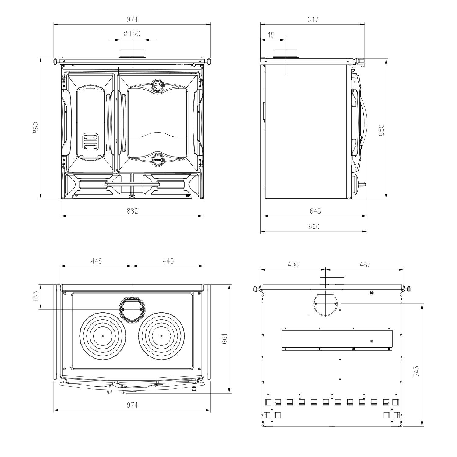 La Nordica Suprema 16 Küchenofen Guss Schwarz