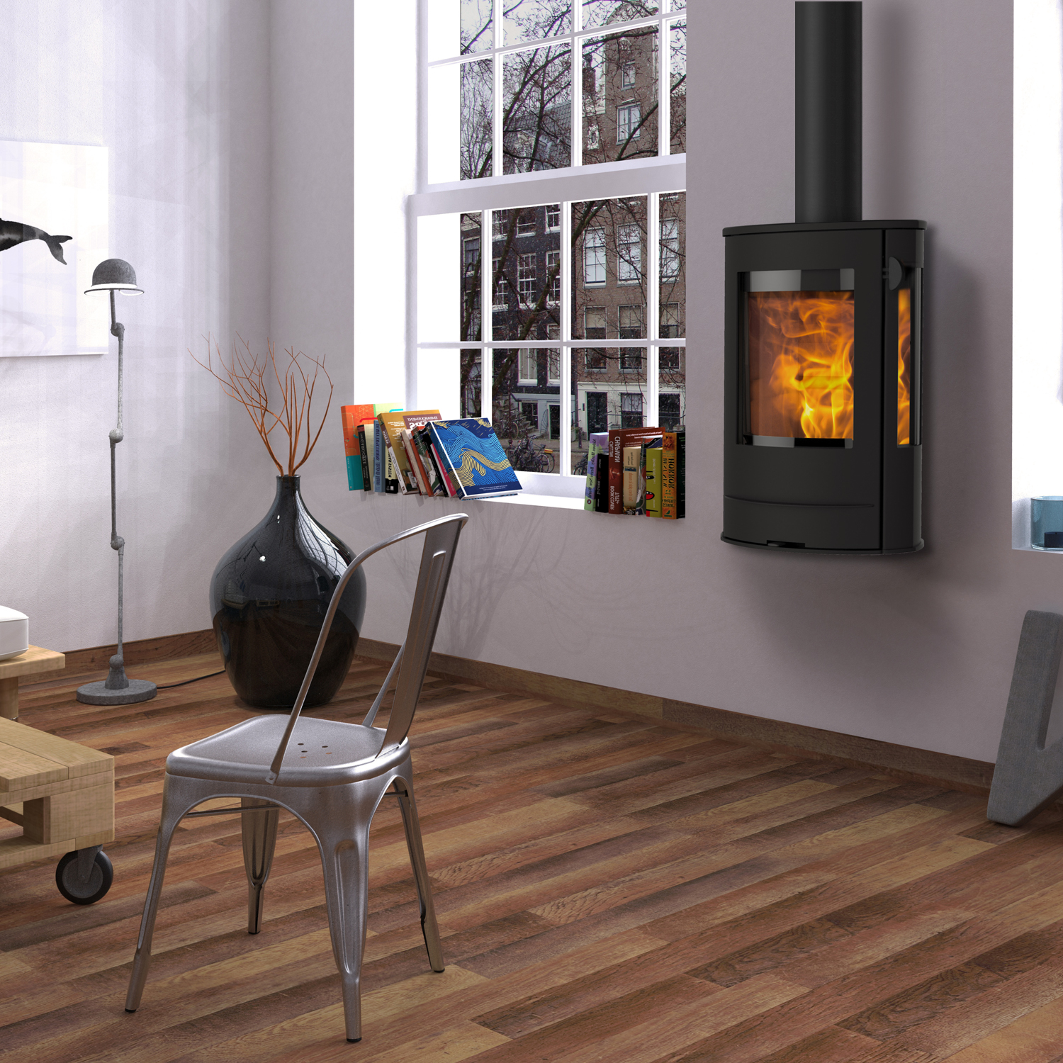 Lotus Liva 8G Kaminofen Schwarz, Rauchabgang oben