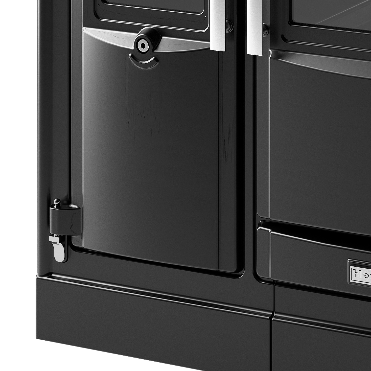 Hergom PAS 90 SE Küchenofen Gusseisen schwarz, Herdplatte Glaskeramik, RR hinten