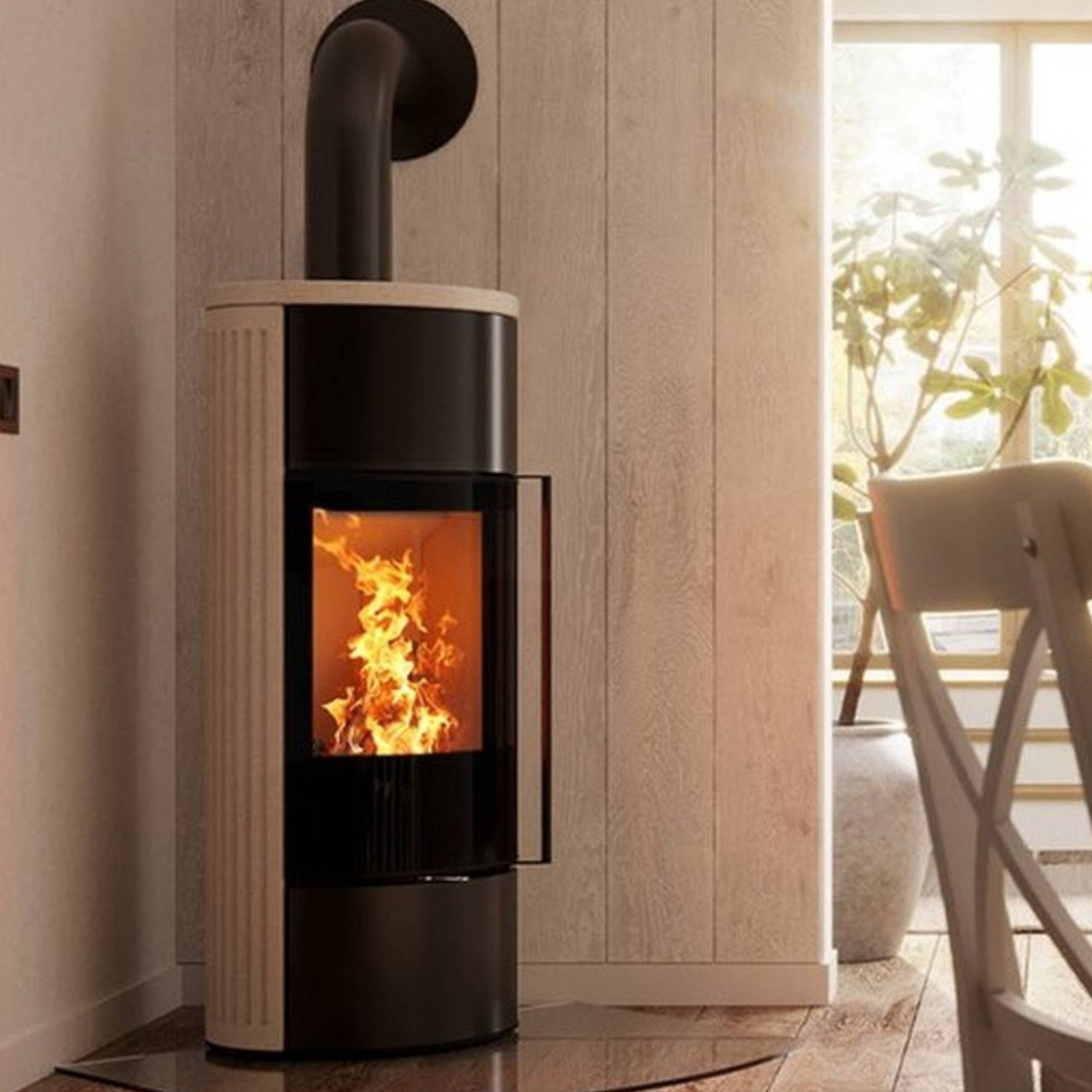 Spartherm Senso L klassik RLA Kaminofen Kalkstein Porto Blanco