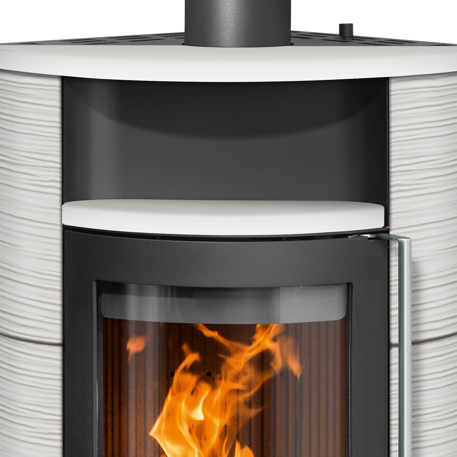 Oranier Polar Neo Eck Kaminofen Stahl Schwarz / Keramik Seidenweiß