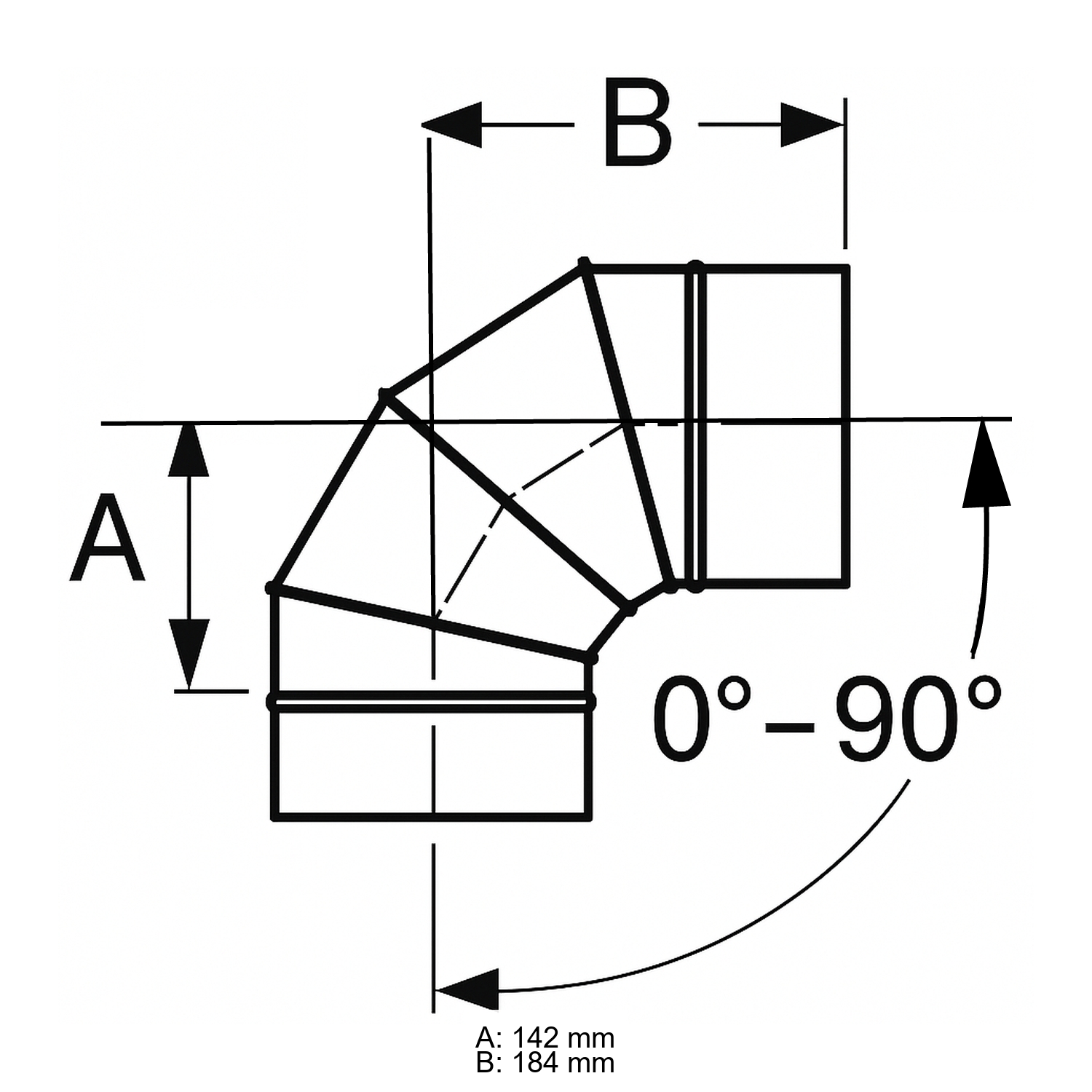 Schiedel PRIMA PLUS Bogen 0-90° drehbar Ø150 mm einwandig matt