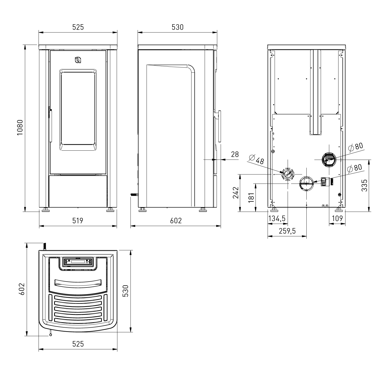 Extraflame Dahiana 16 VFS Pelletofen Stahl Schwarz