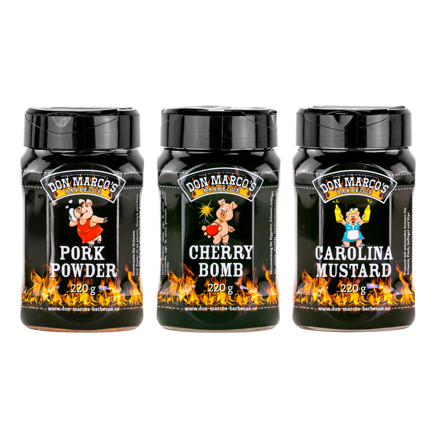 Don Marco´s Rub-Set: Pork Powder, Cherry Bomb & Carolina Mustard