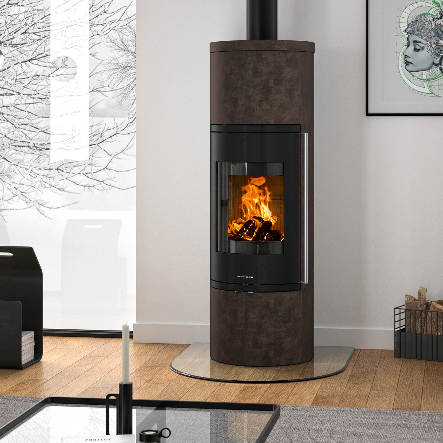 Oranier Arkona W+ 2.0 Kaminofen Stahl Schwarz / Keramik Namib