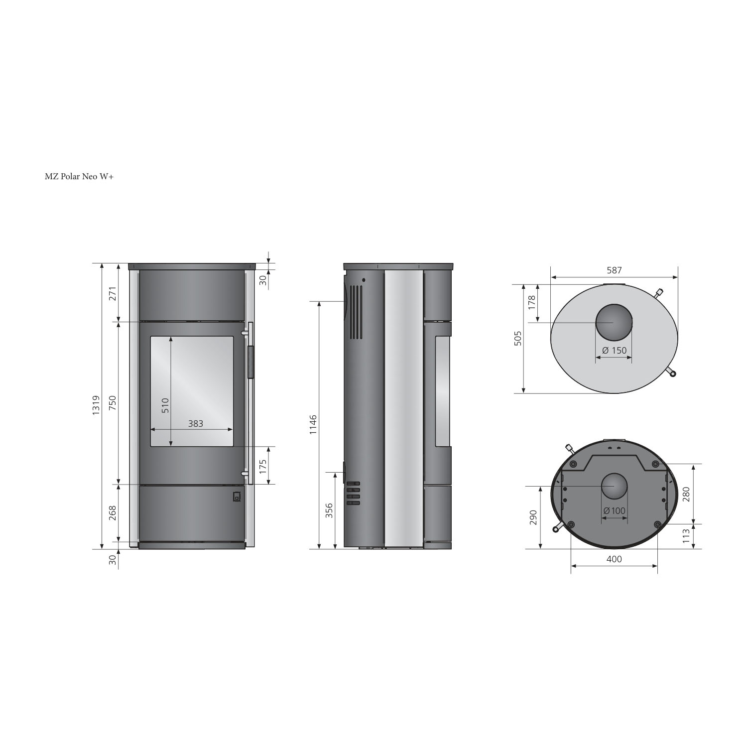 Oranier Polar Neo W+ Kaminofen Keramik Seidenweiß
