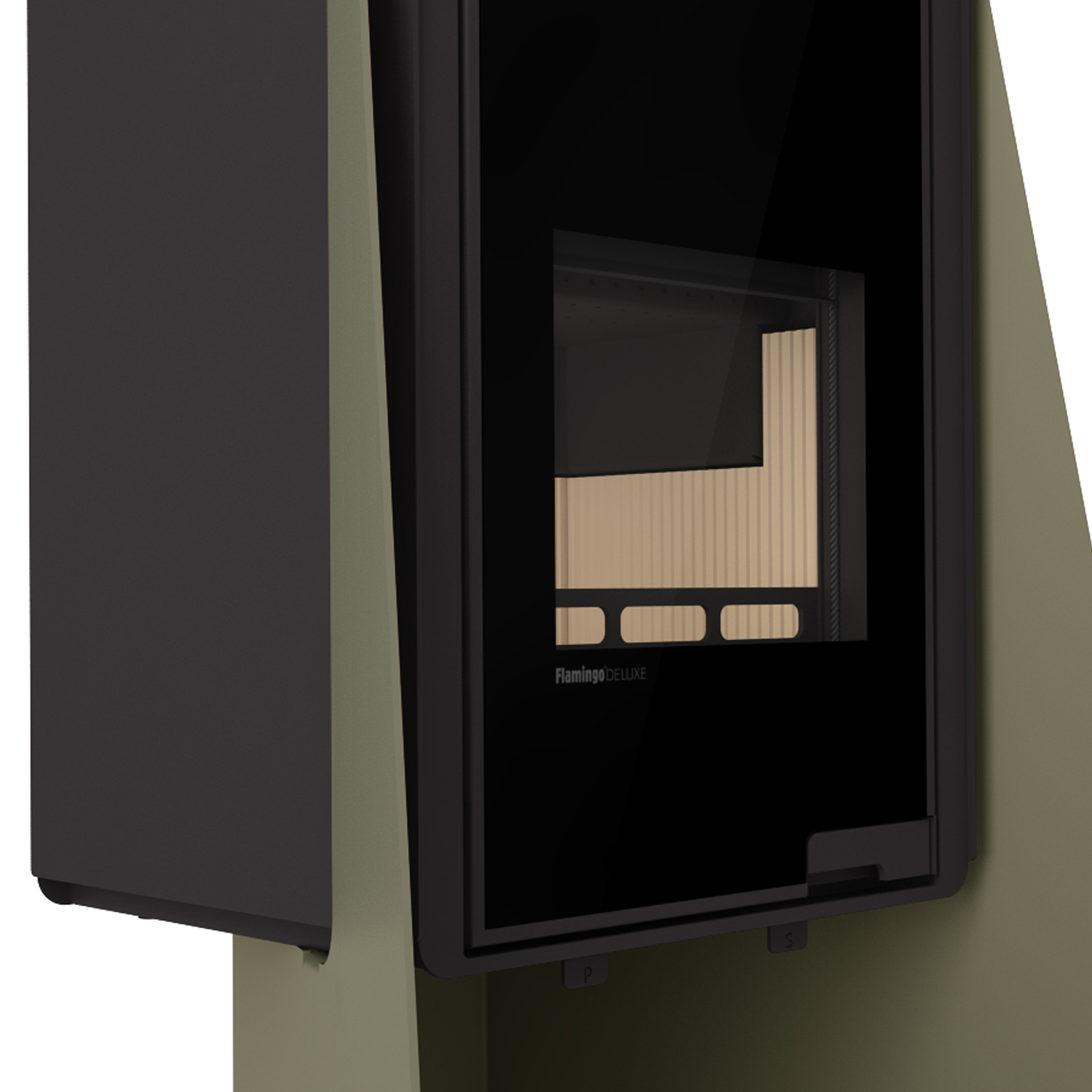 HS Flamingo Deluxe Island Kaminofen Olive