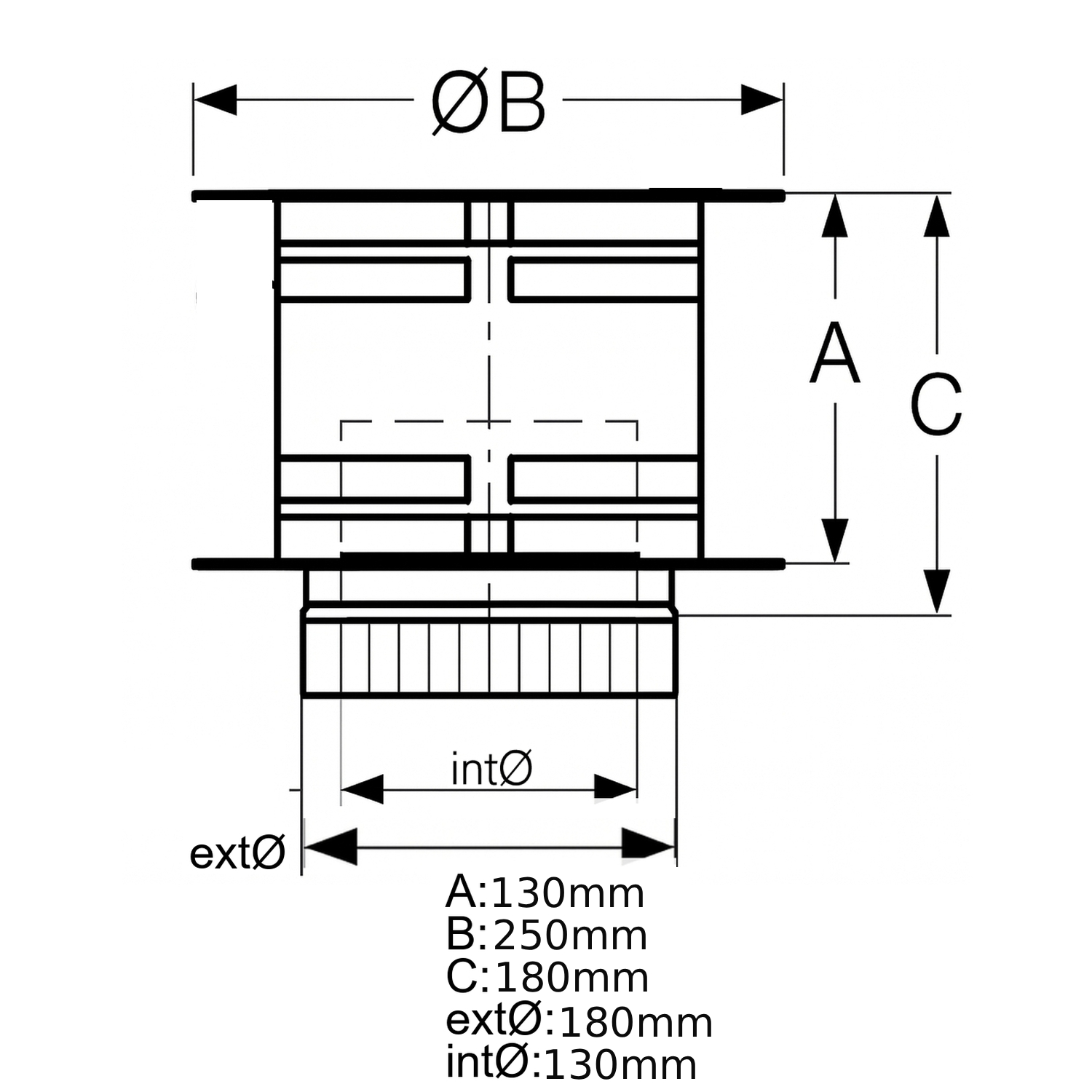 Schiedel ICS Regenhaube AntiSplash mit Funkenschutzgitter Ø130 mm doppelwandig glänzend