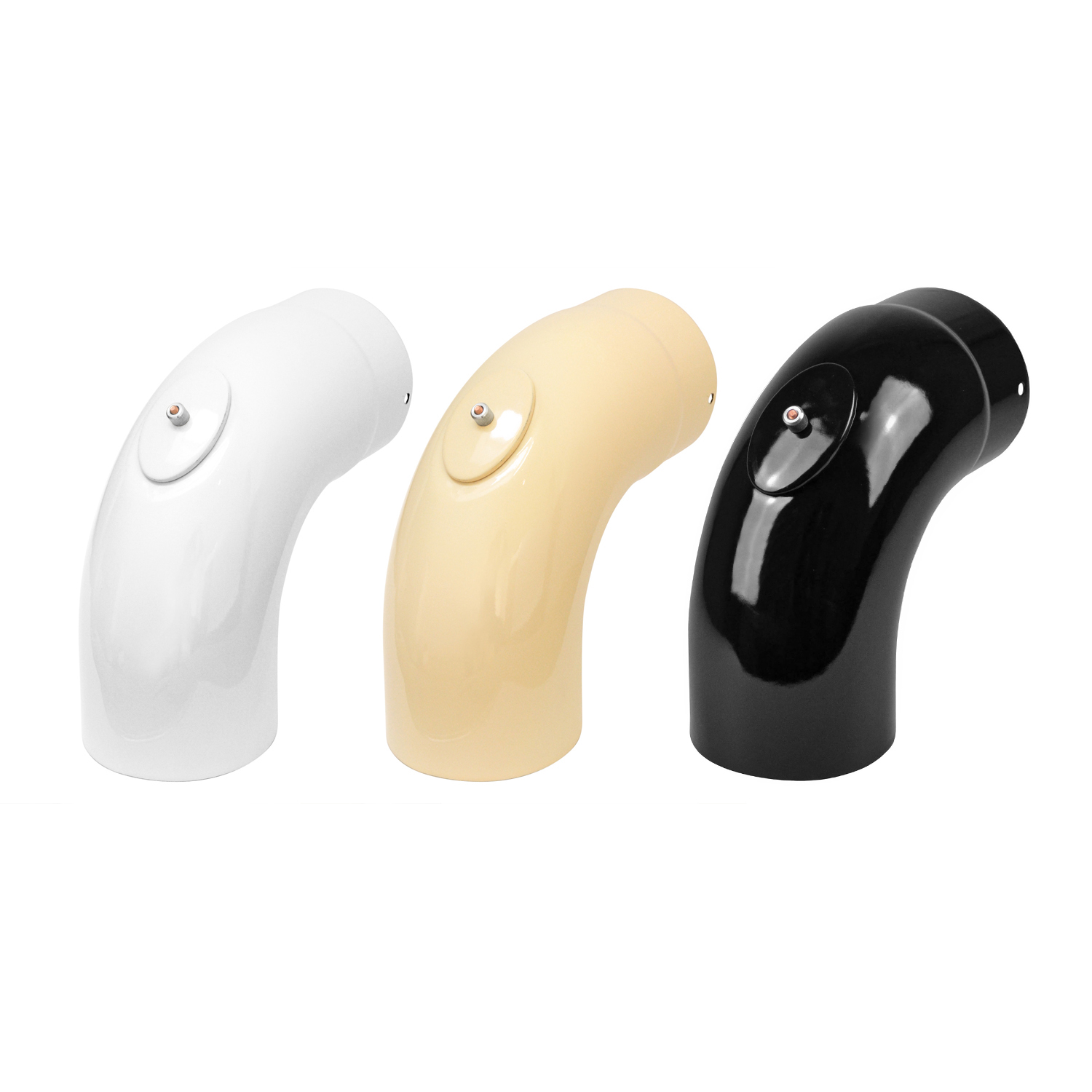 Raik Rauchrohrbogen / Ofenrohrbogen Emaille 130mm - 90° Bogen glatt Schwarz mit Reinigungsöffnung Raik Rauchrohrbogen / Ofenrohrbogen Emaille 130mm - 90° Bogen glatt Schwarz mit Reinigungsöffnung