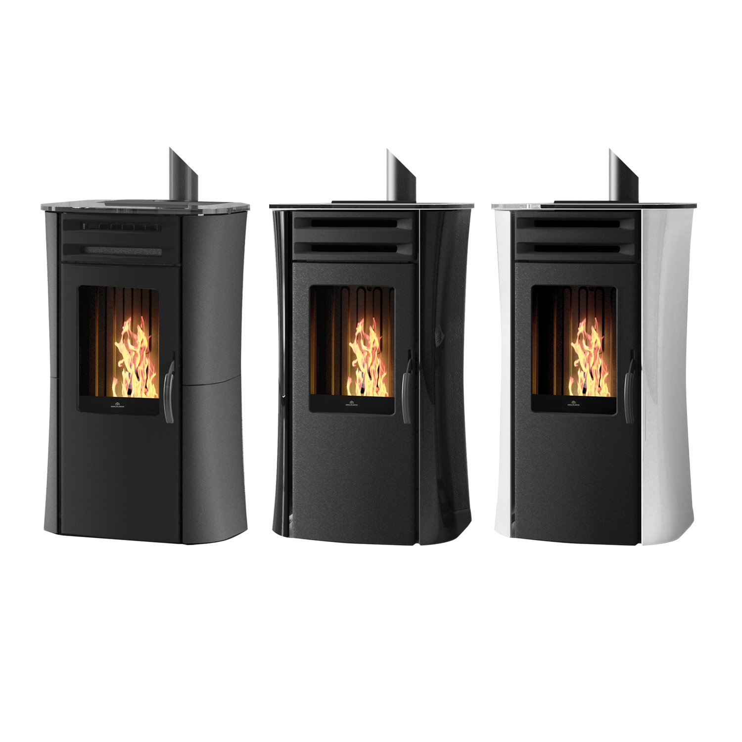 Edilkamin Dania Air Tight Plus Pelletofen Stahl Schwarz / Glas Weiß
