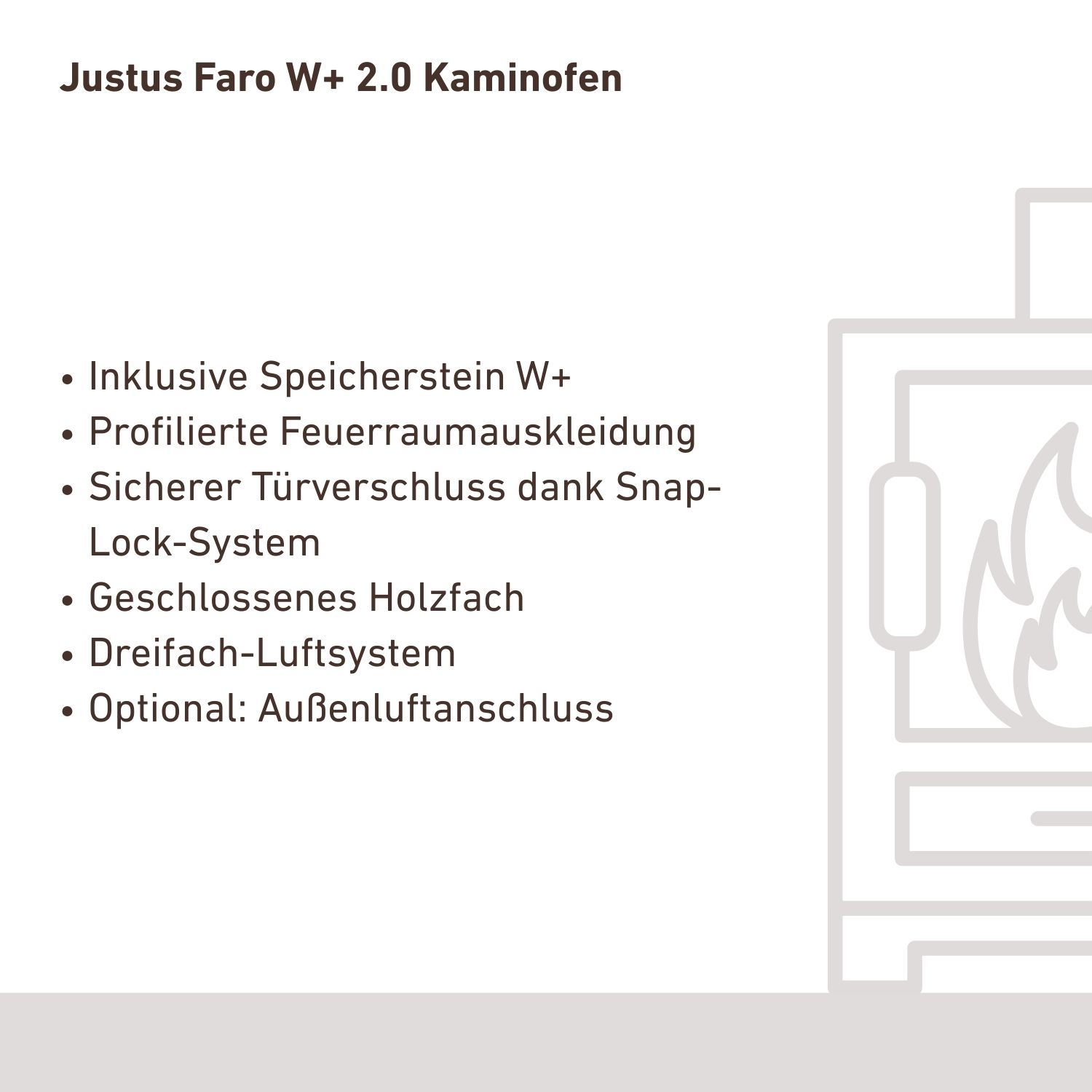 Justus Faro W+ 2.0 Kaminofen Stahl Gussgrau mit Speckstein-Verkleidung