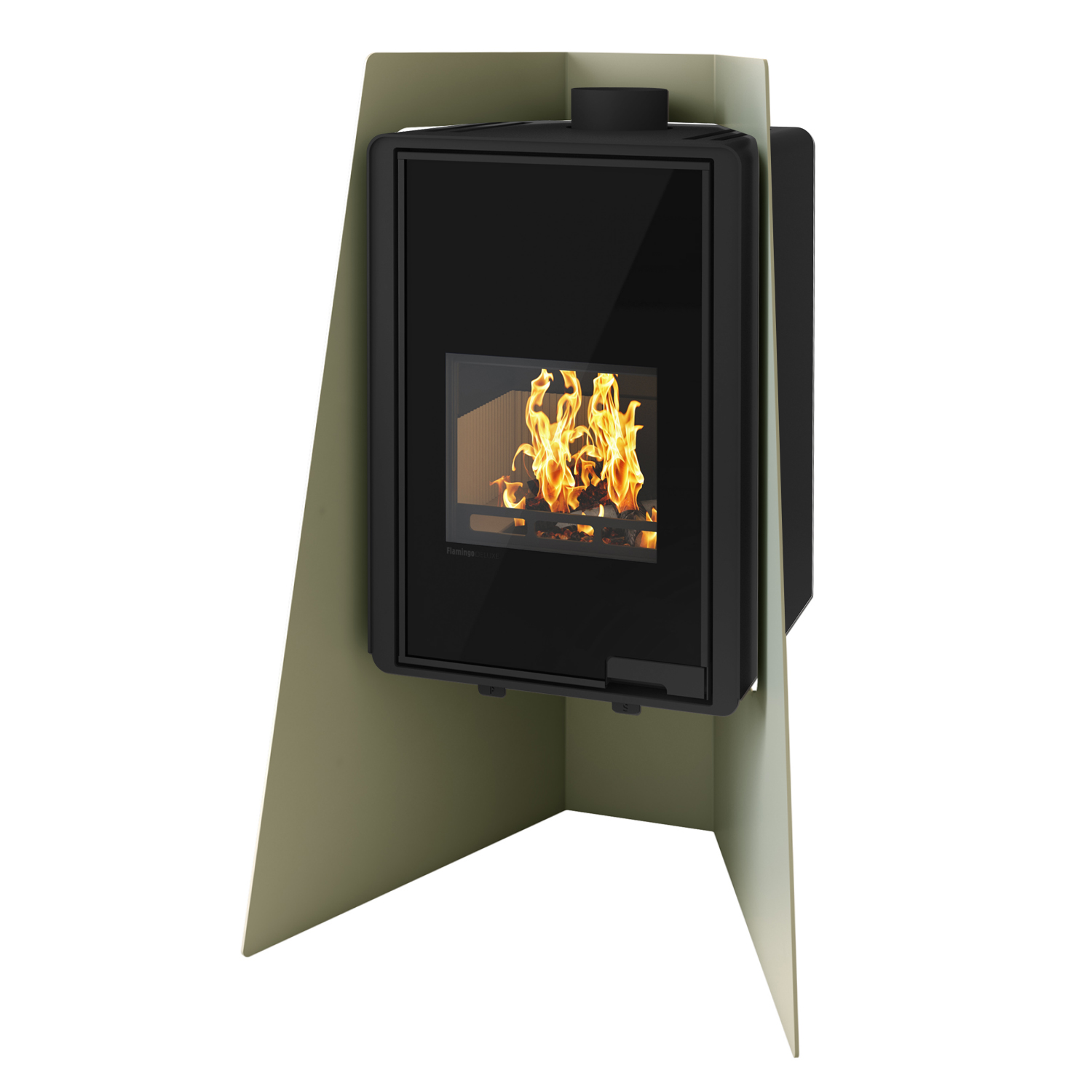 HS Flamingo Deluxe Island Kaminofen Olive