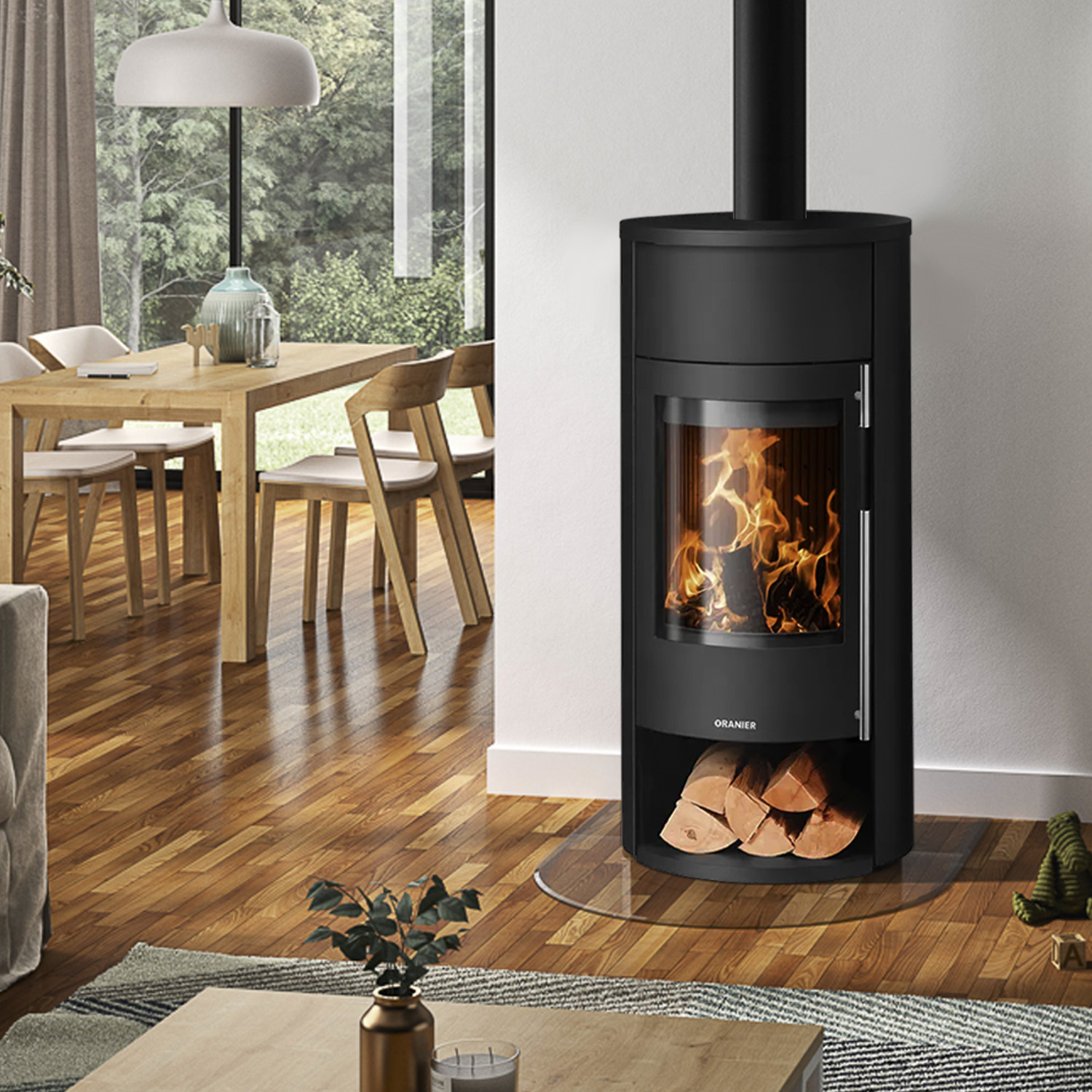 Oranier Polar Neo Aqua wasserführender Kaminofen Stahl Schwarz
