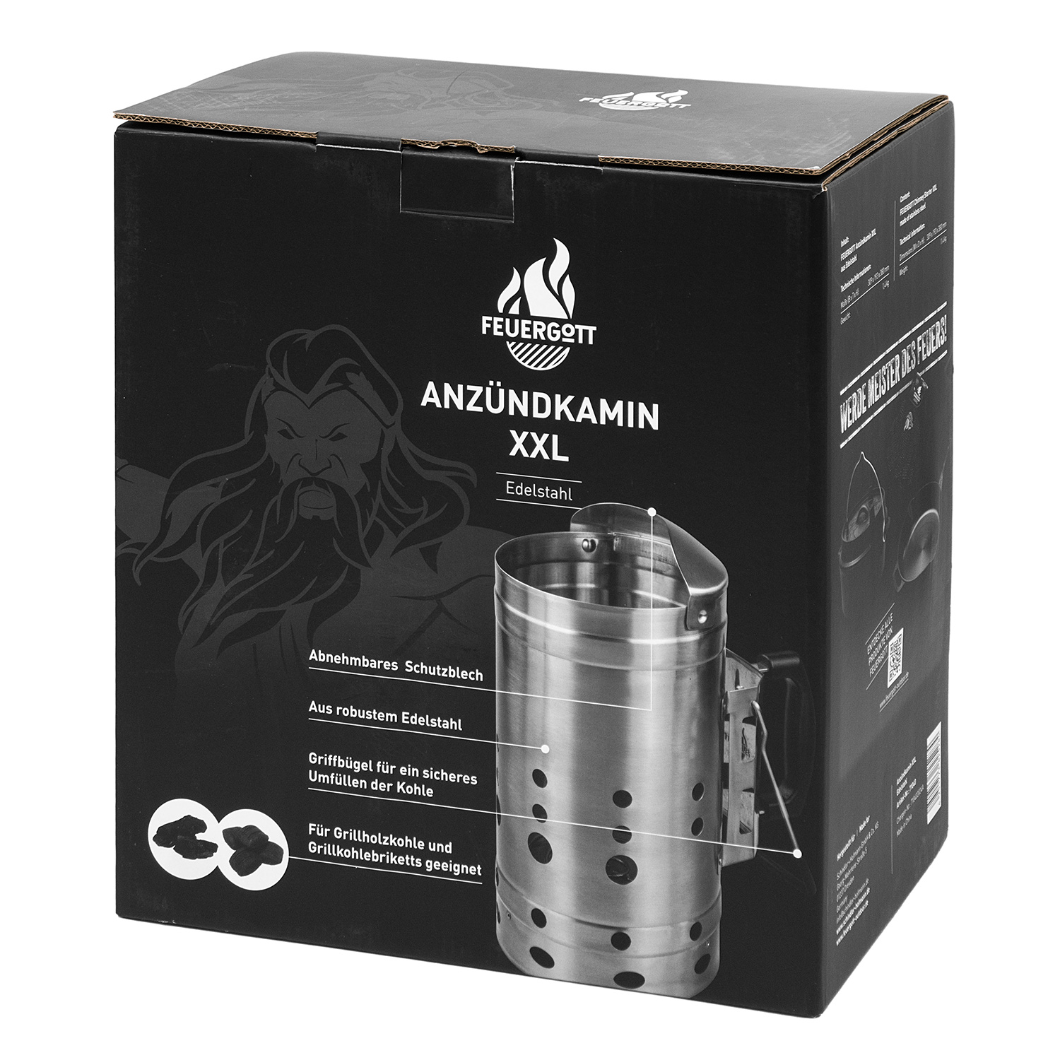 Feuergott Anzündkamin XXL Edelstahl Feuergott Anzündkamin XXL Edelstahl
