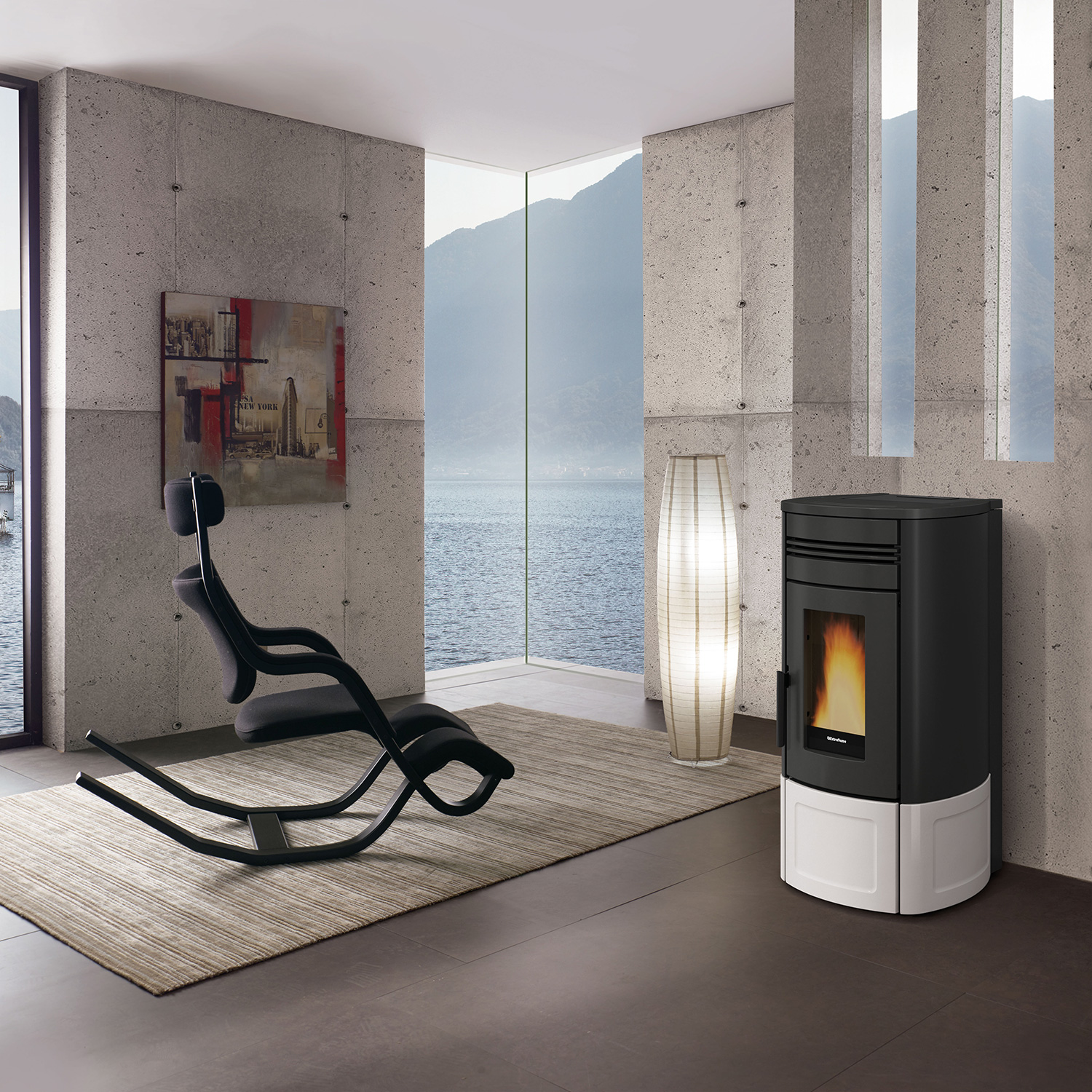 Extraflame Evolution Line Noris Lux Pelletofen Stahl Majolika Weiß