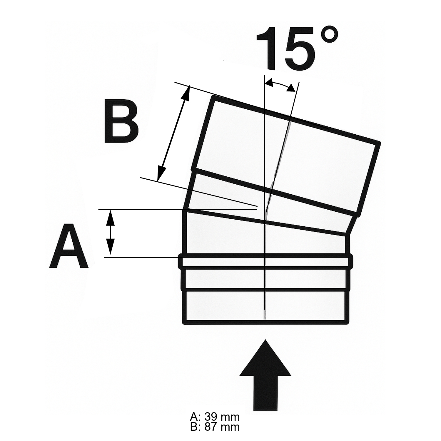 Schiedel PRIMA PLUS Bogen 15° Ø113 mm einwandig matt Schiedel PRIMA PLUS Bogen 15° Ø113 mm einwandig matt