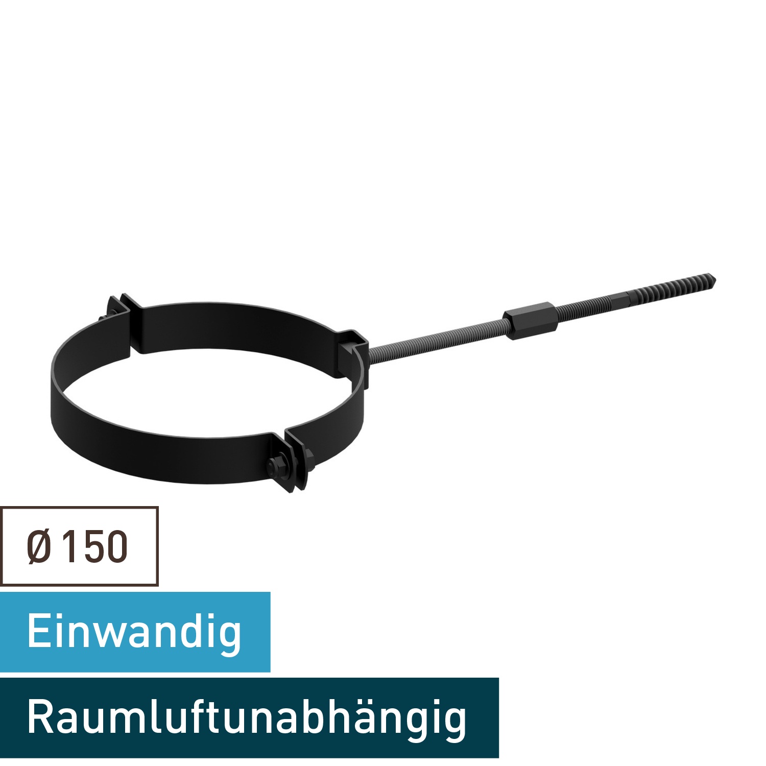 Raik Lifestyle Rohrschellen-Set schwarz für Rauchrohr / Ofenrohr
